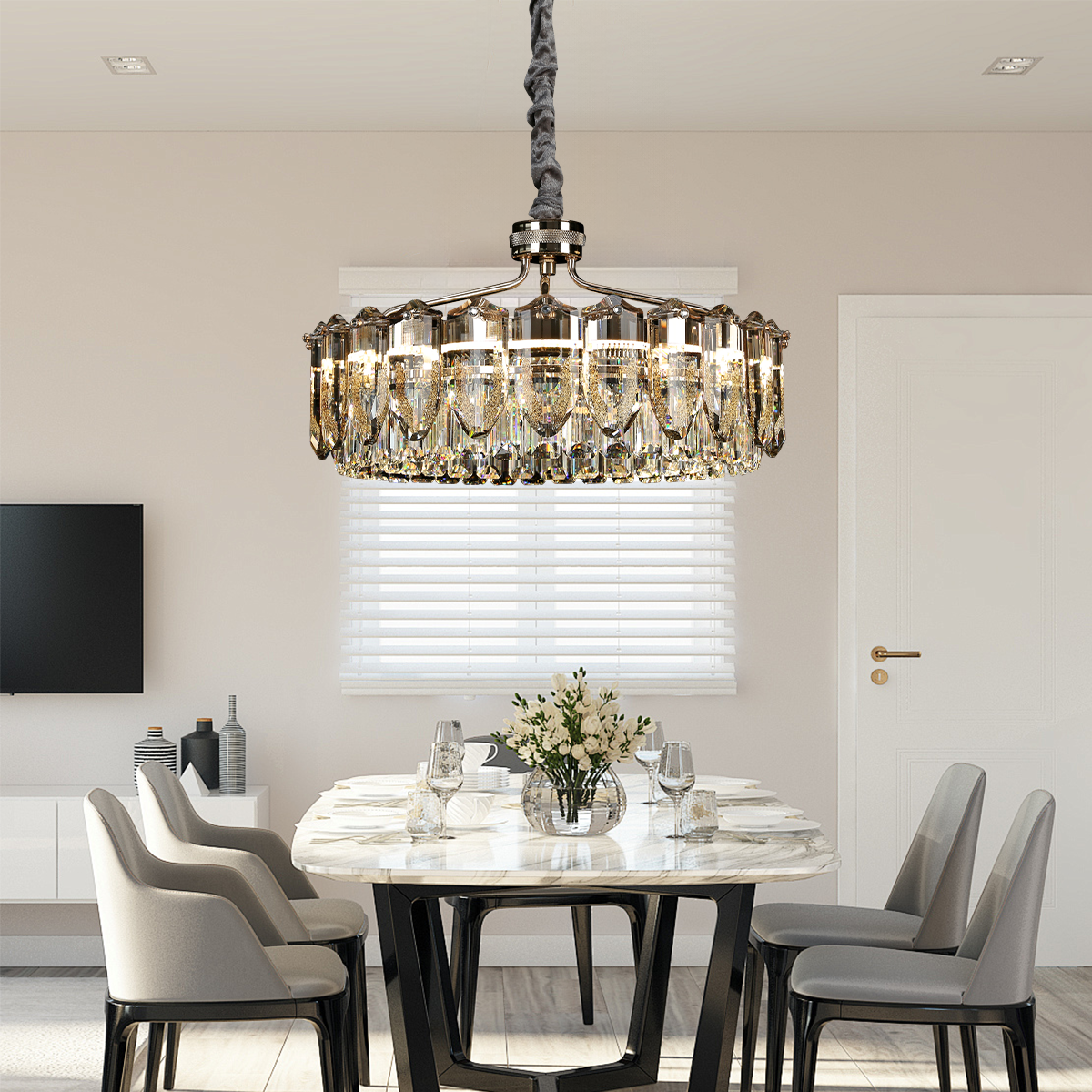 Opulent Crystal Elegance Adjustable Pendant Light