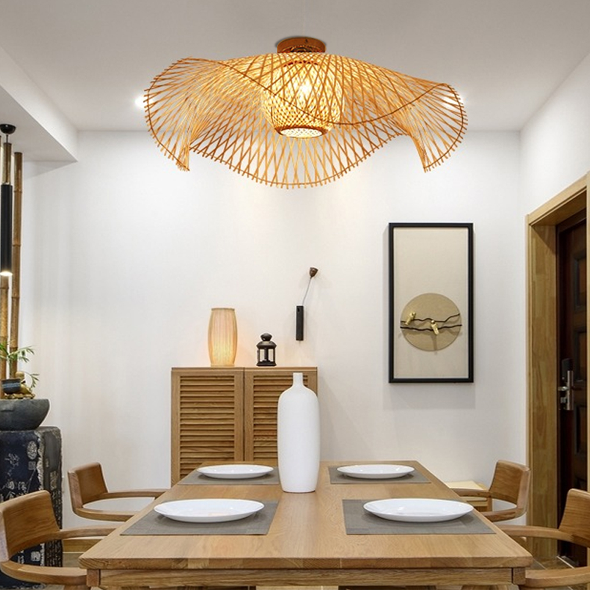 Bamboo Wave Art LED Ceiling Light