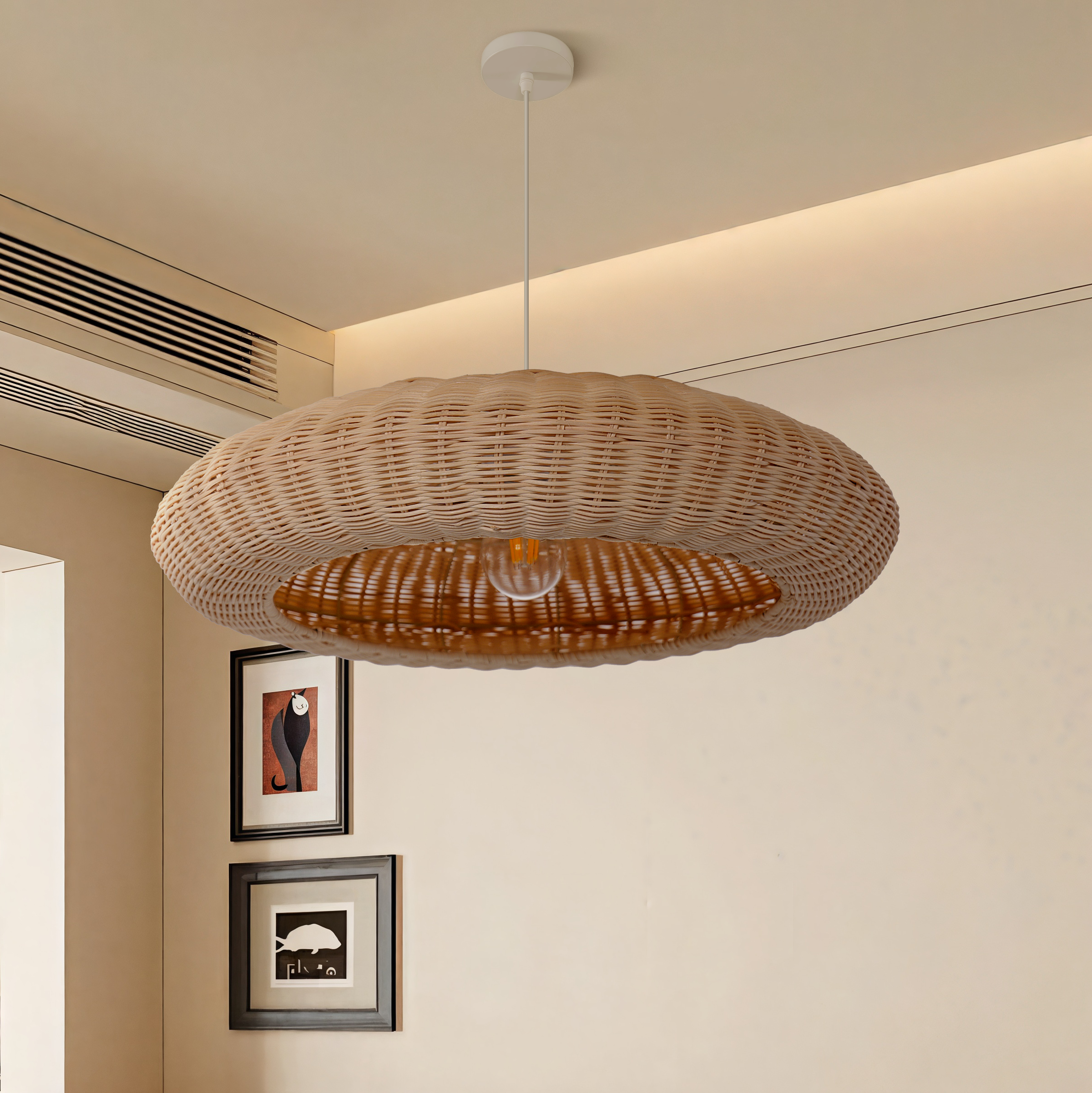 Japanese Shell-Inspired Rattan Pendant Light Natural Serenity