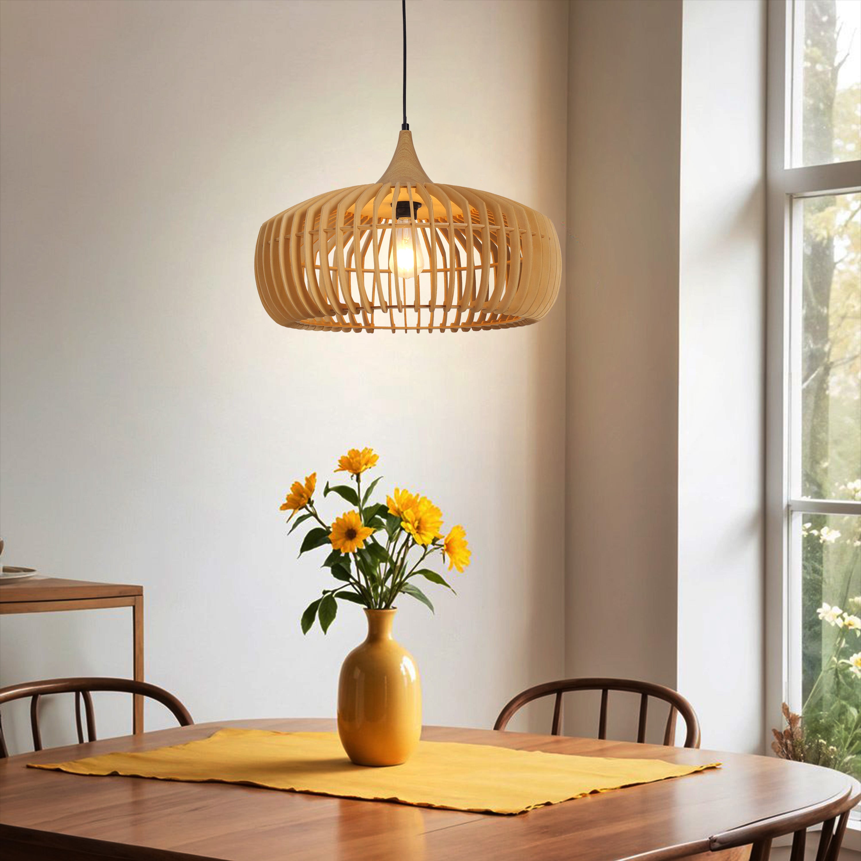 wood pendant light