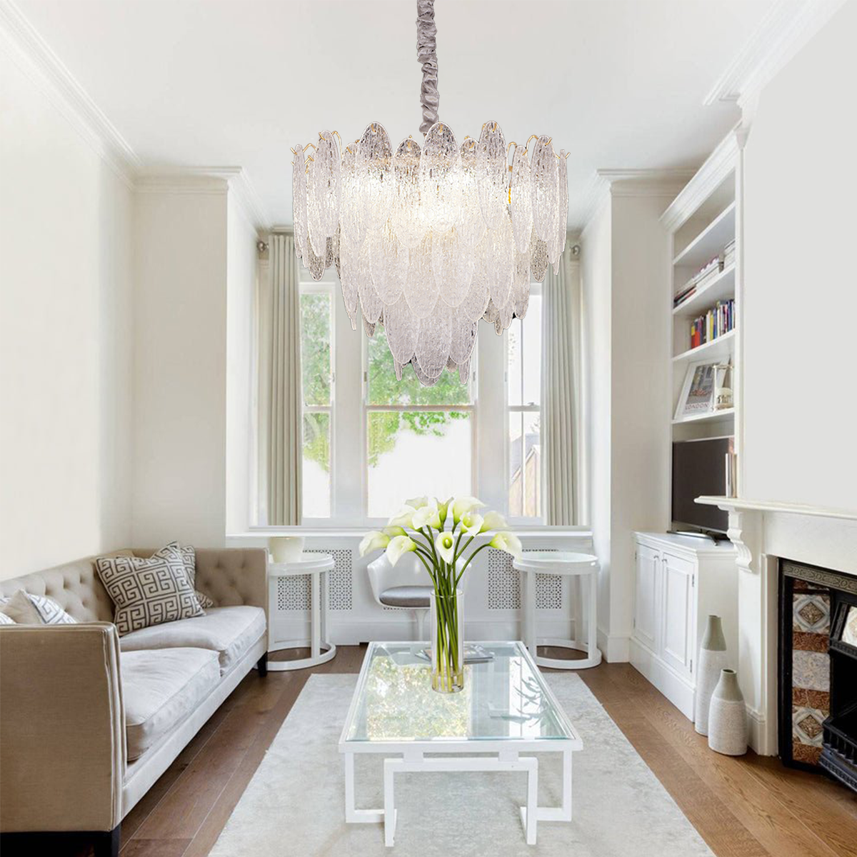 Elegant Layered Design Champagne Gold Luxury Glass Chandelier