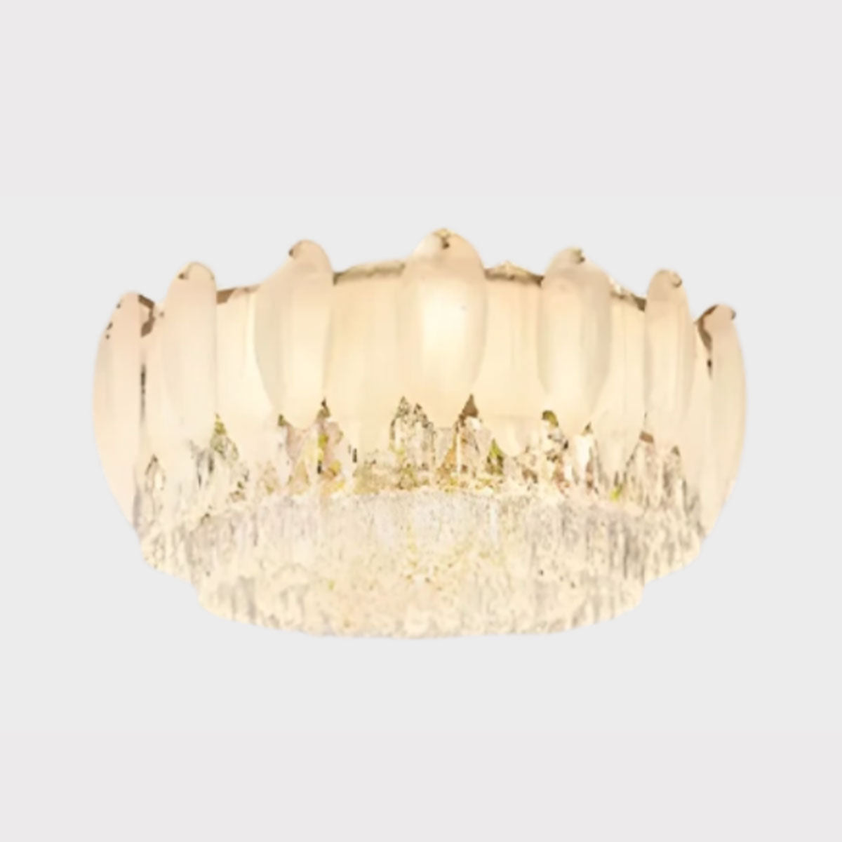 Luxurious Feathered Glass Lampshade Flush Mount Ceiling Light