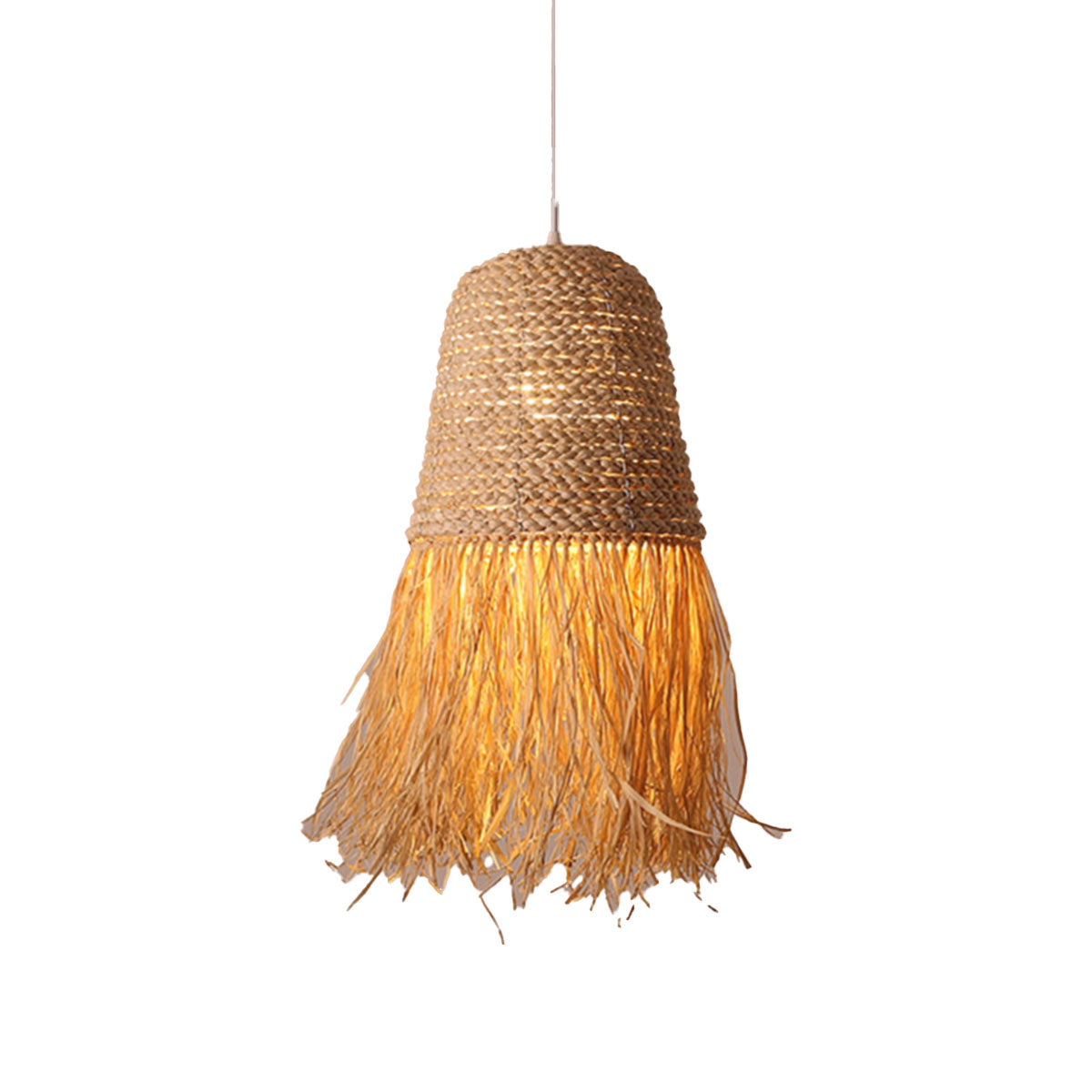 Handcrafted Woven Grass Vine Hat LED Pendant Light