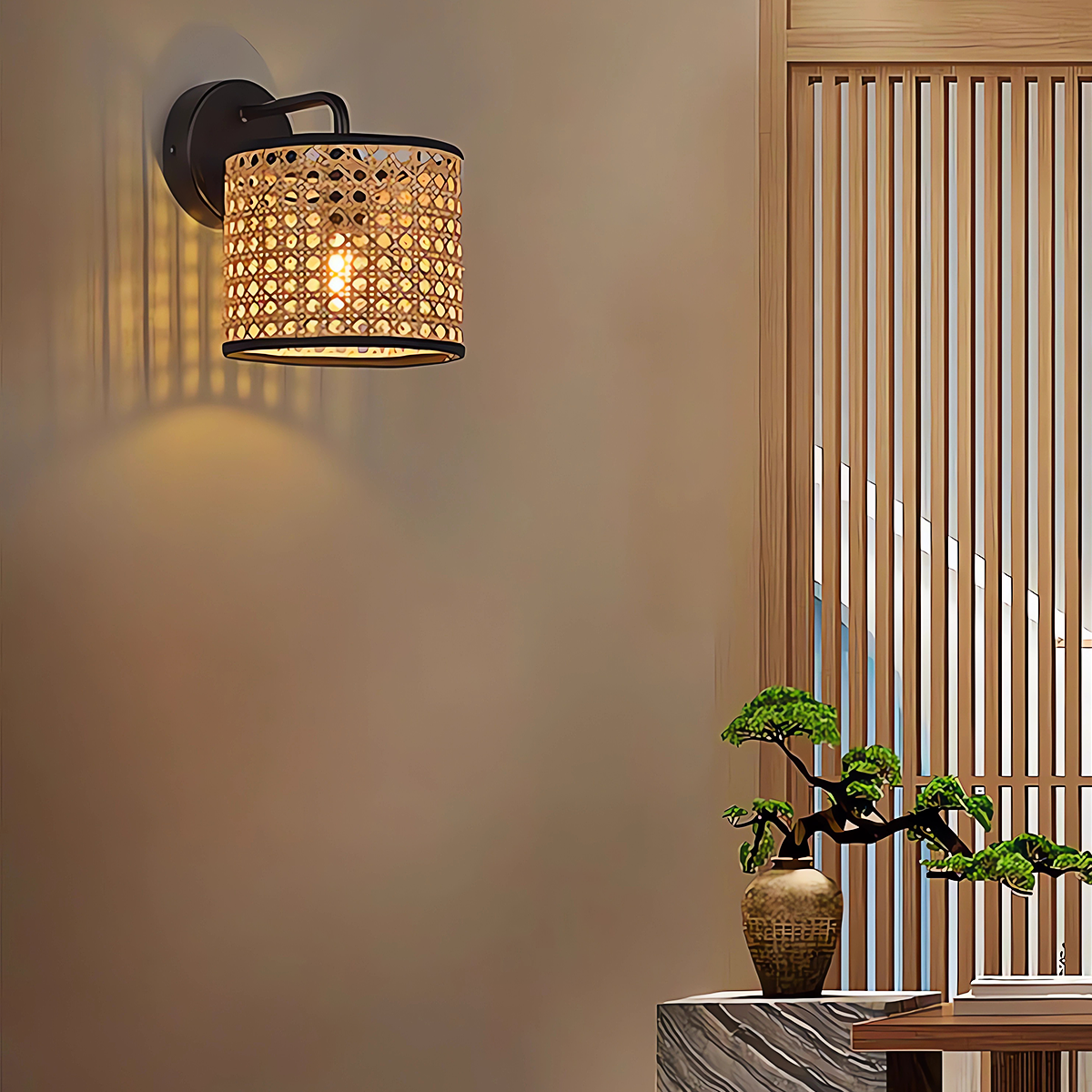 Elegant Rattan Weave Flowing Glow LED Wall Light