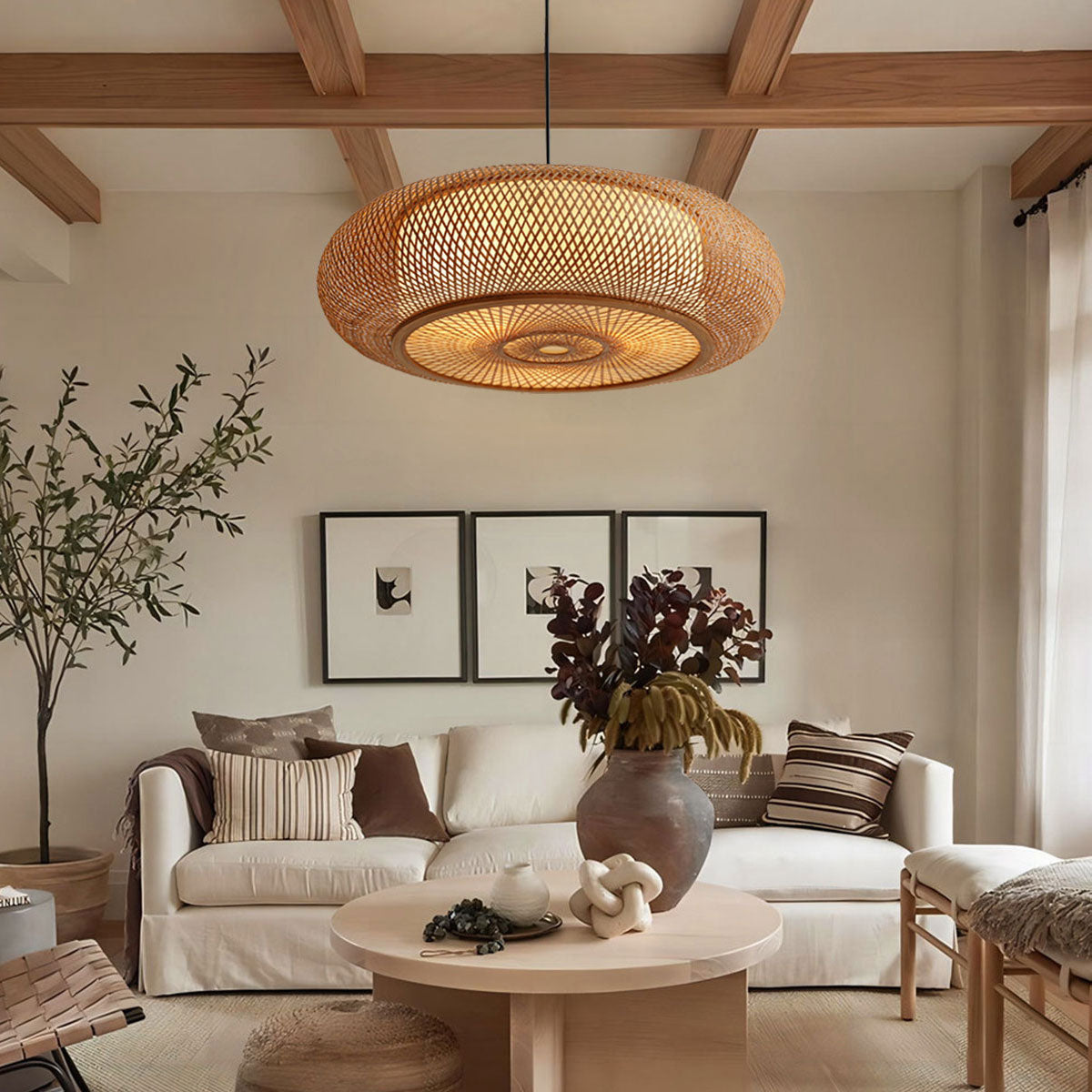 Natural Bamboo Woven Pendant Light for Warm Ambiance Décor