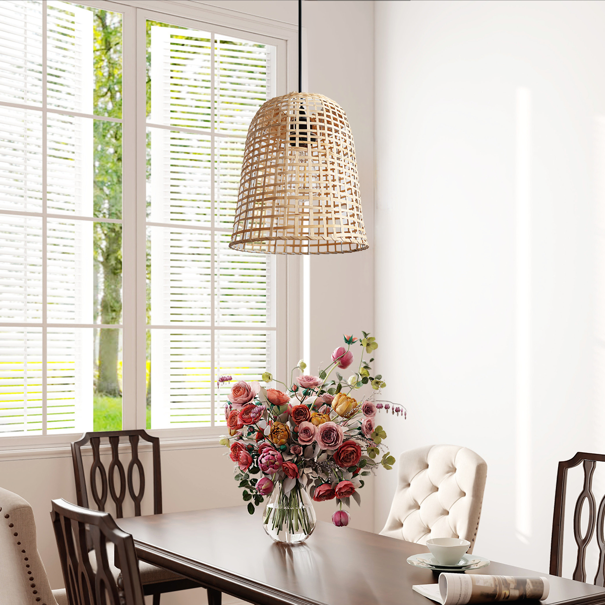 Eco-Friendly Natural Woven Bamboo Pendant Light for Cozy Ambiance