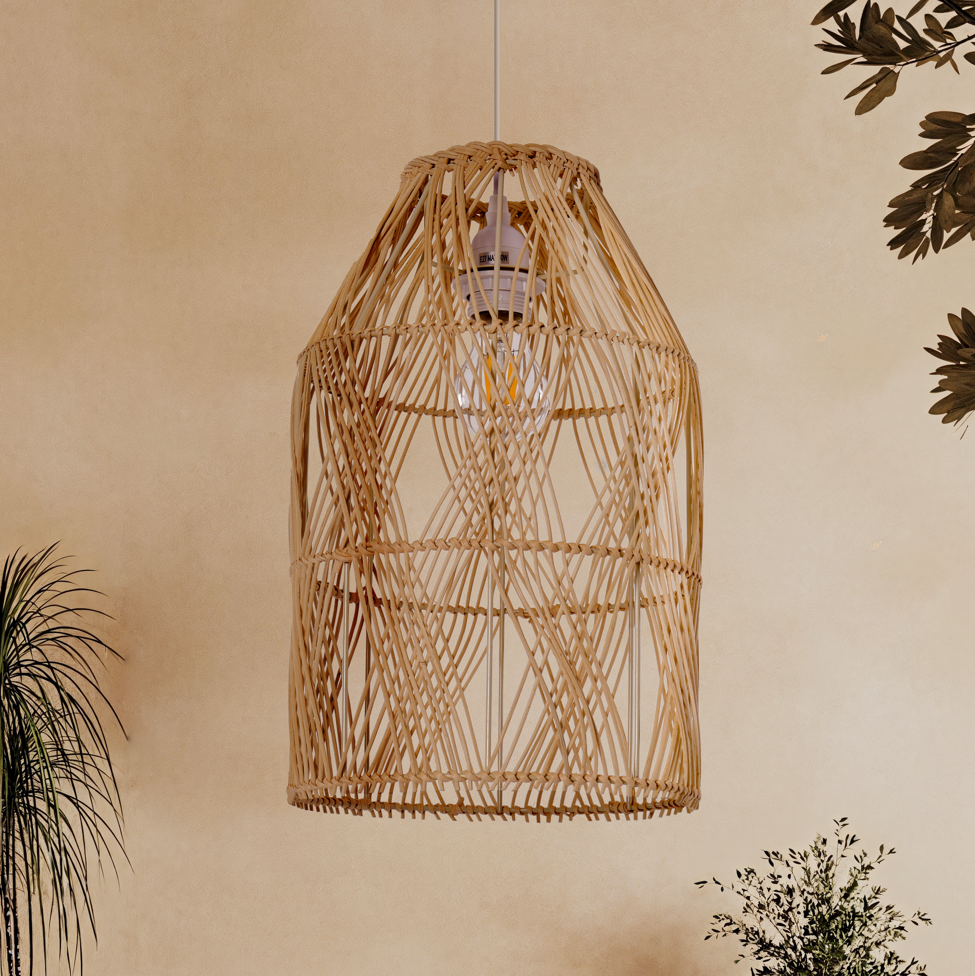 Criss Cross Weave Rattan Pendant Light Kitchen & Dining Room