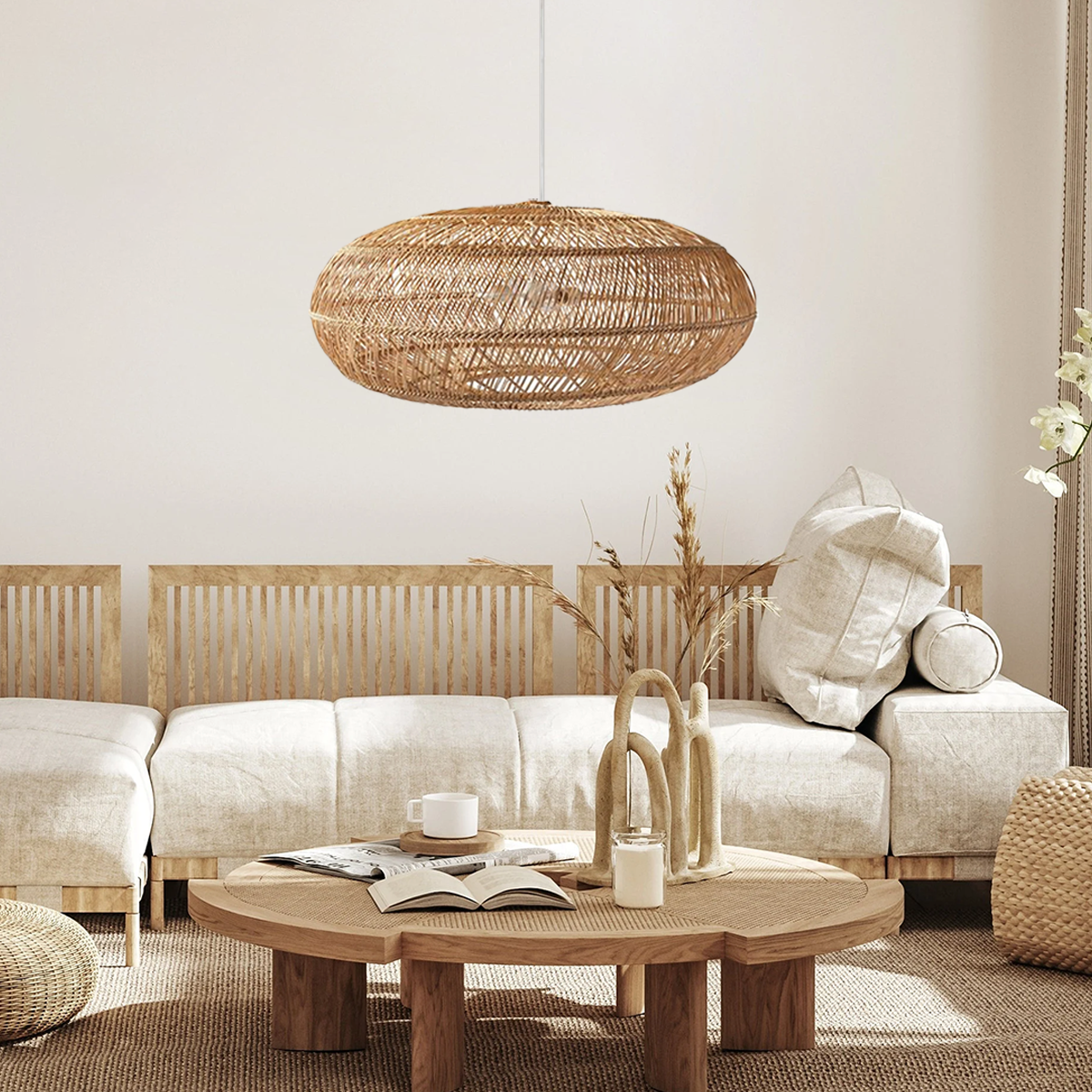 Rustic Elegance Rattan Hanging Pendant Light