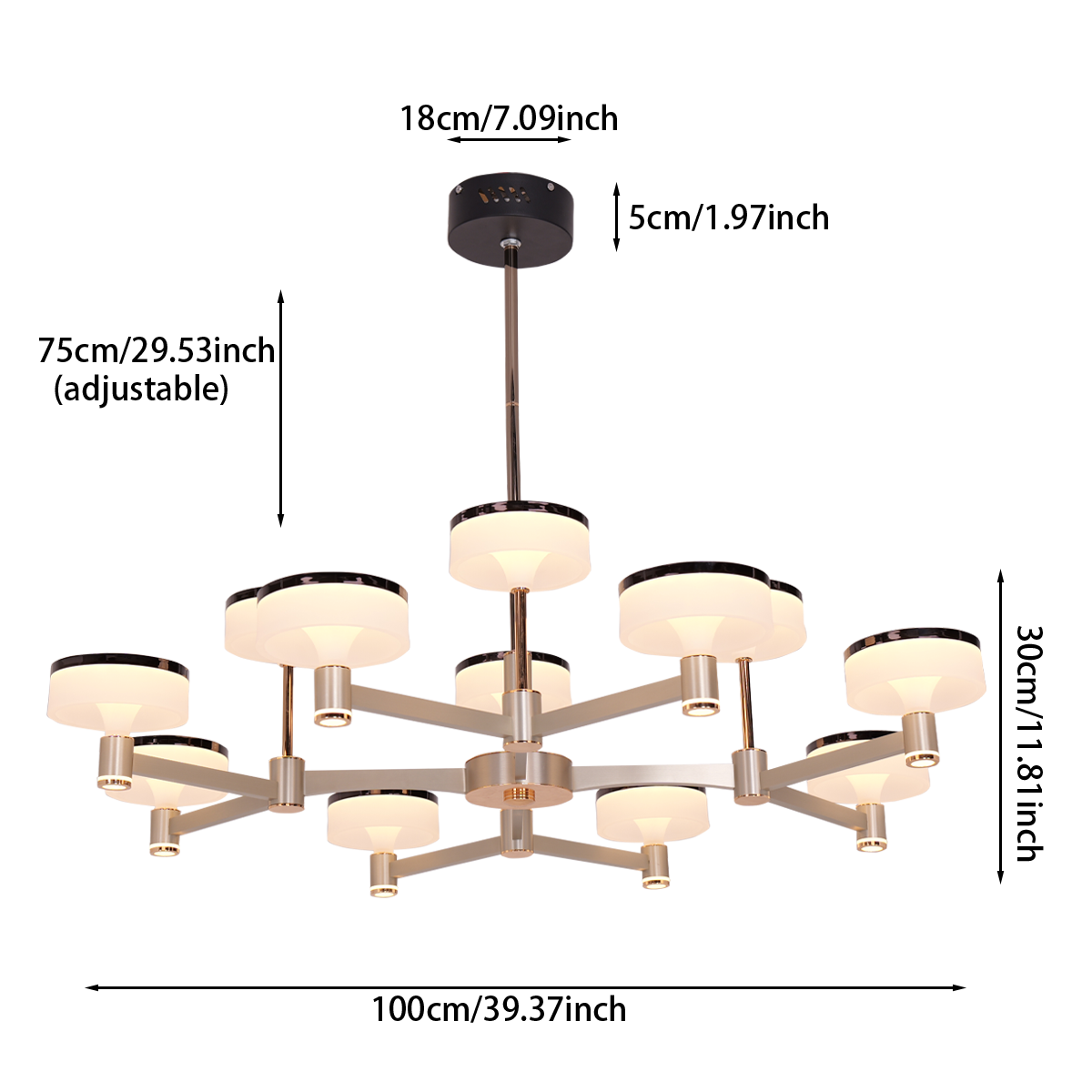 Aluminum Acrylic Chandelier with Three-Colour Changing