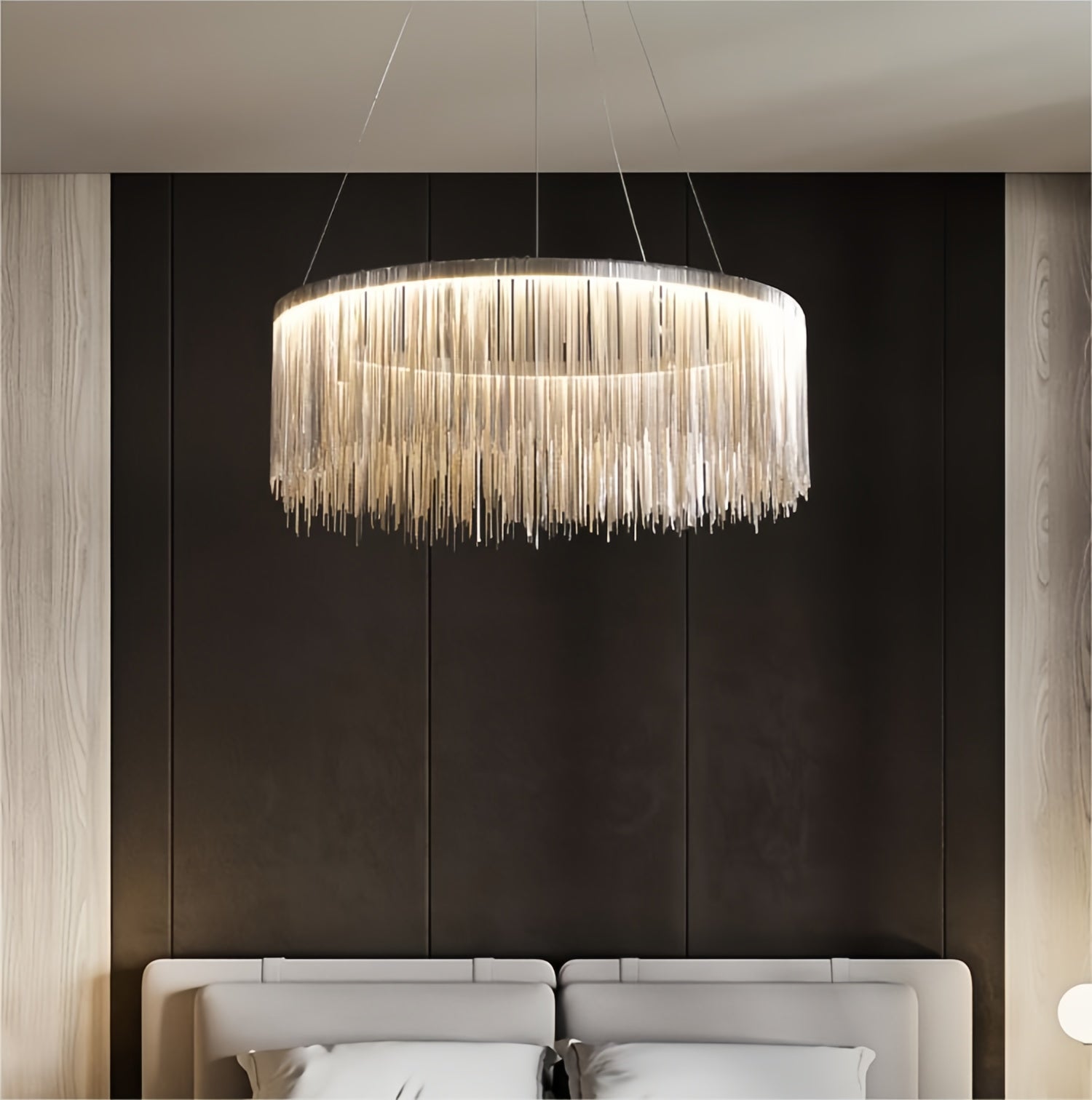 LED Modern Luxe Artistic Fringe Metal Chandelier Light