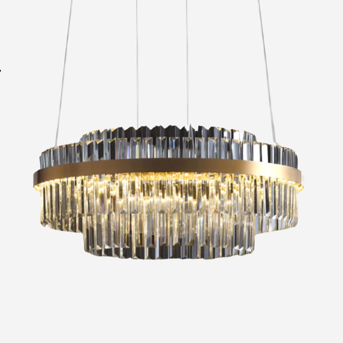 Tiered Crystal LED Pendant Light in Brass Ring