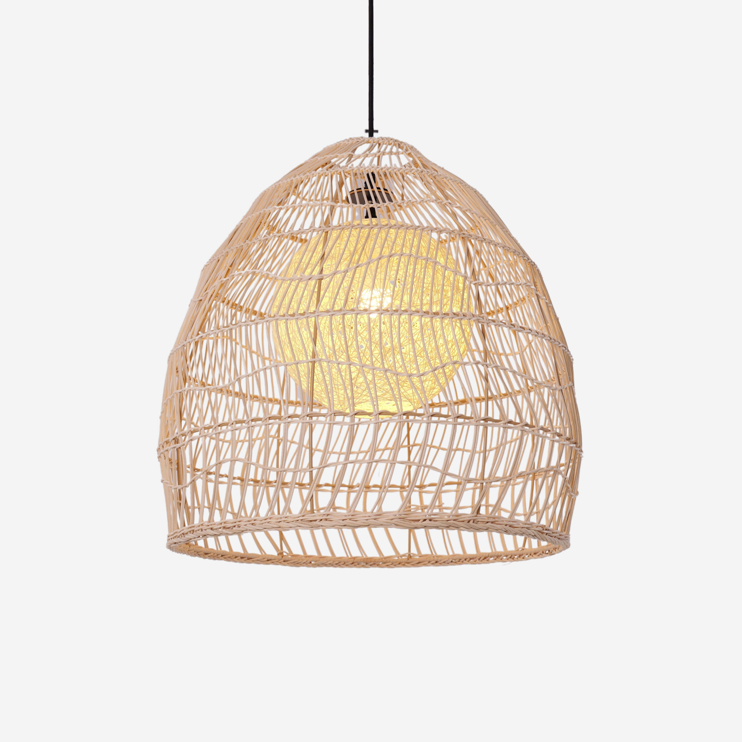 Handcrafted Rattan Pendant Light – Rustic Ceiling Hanging Lamp for Living Room, Dining Room & Kitchen
