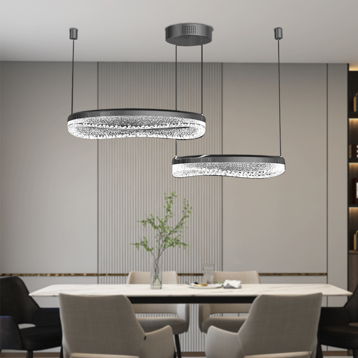 Pearl Black Wave LED Pendant Light in Aluminum Alloy