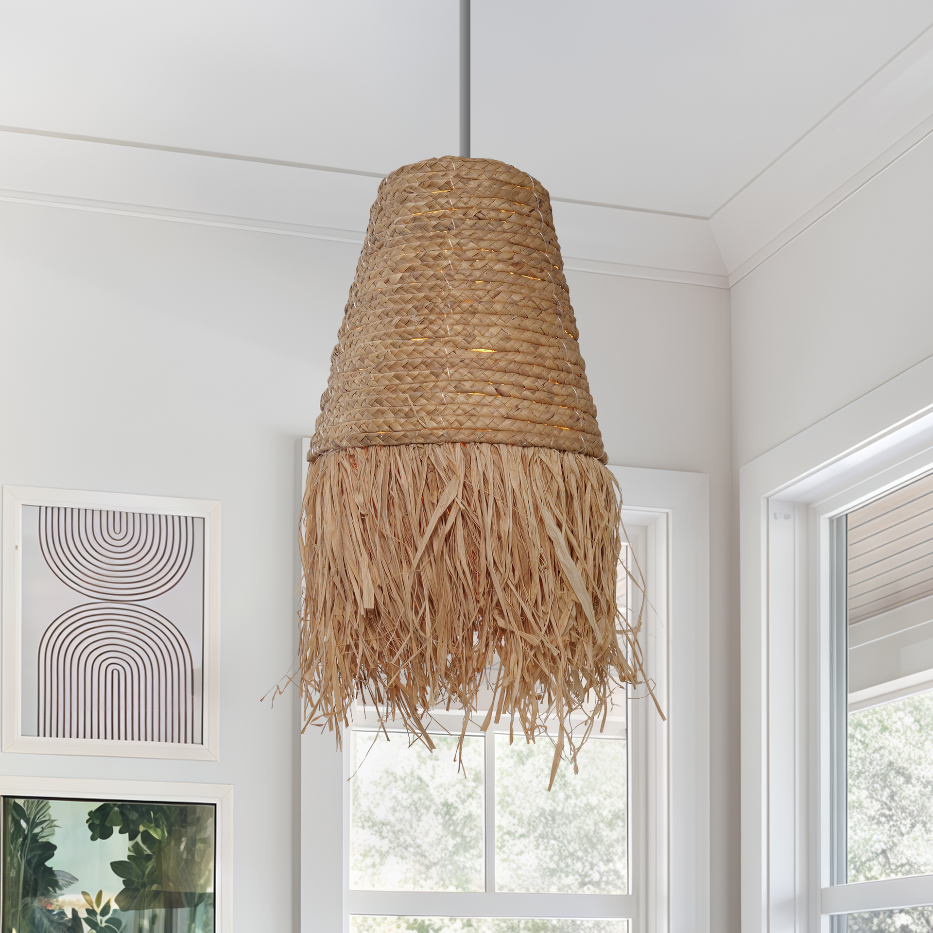 Zen Wabi Sabi Woven Pendant Light Grass Texture
