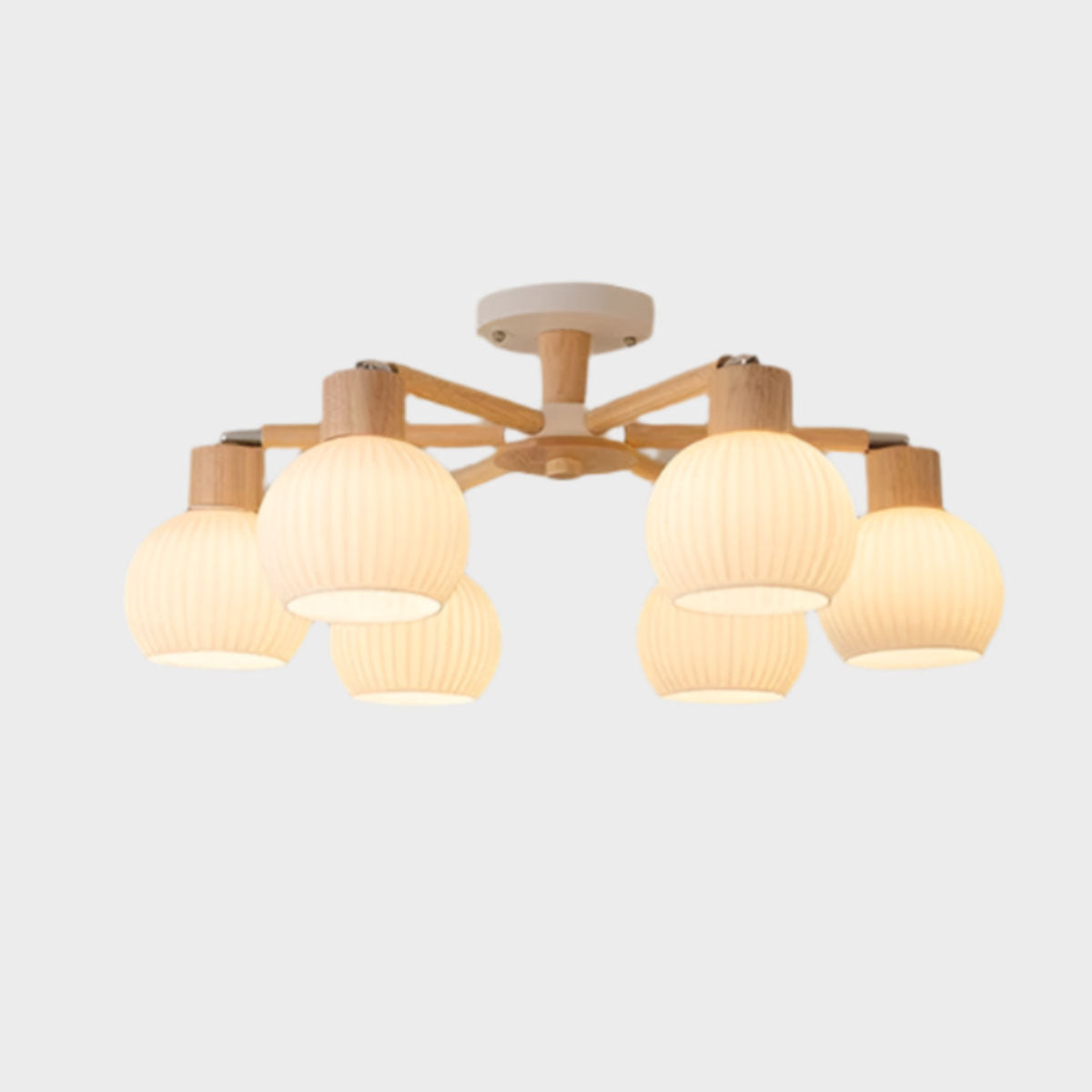 Scandinavian Modern Atmospheric Natural Wood Cream Pendant Light