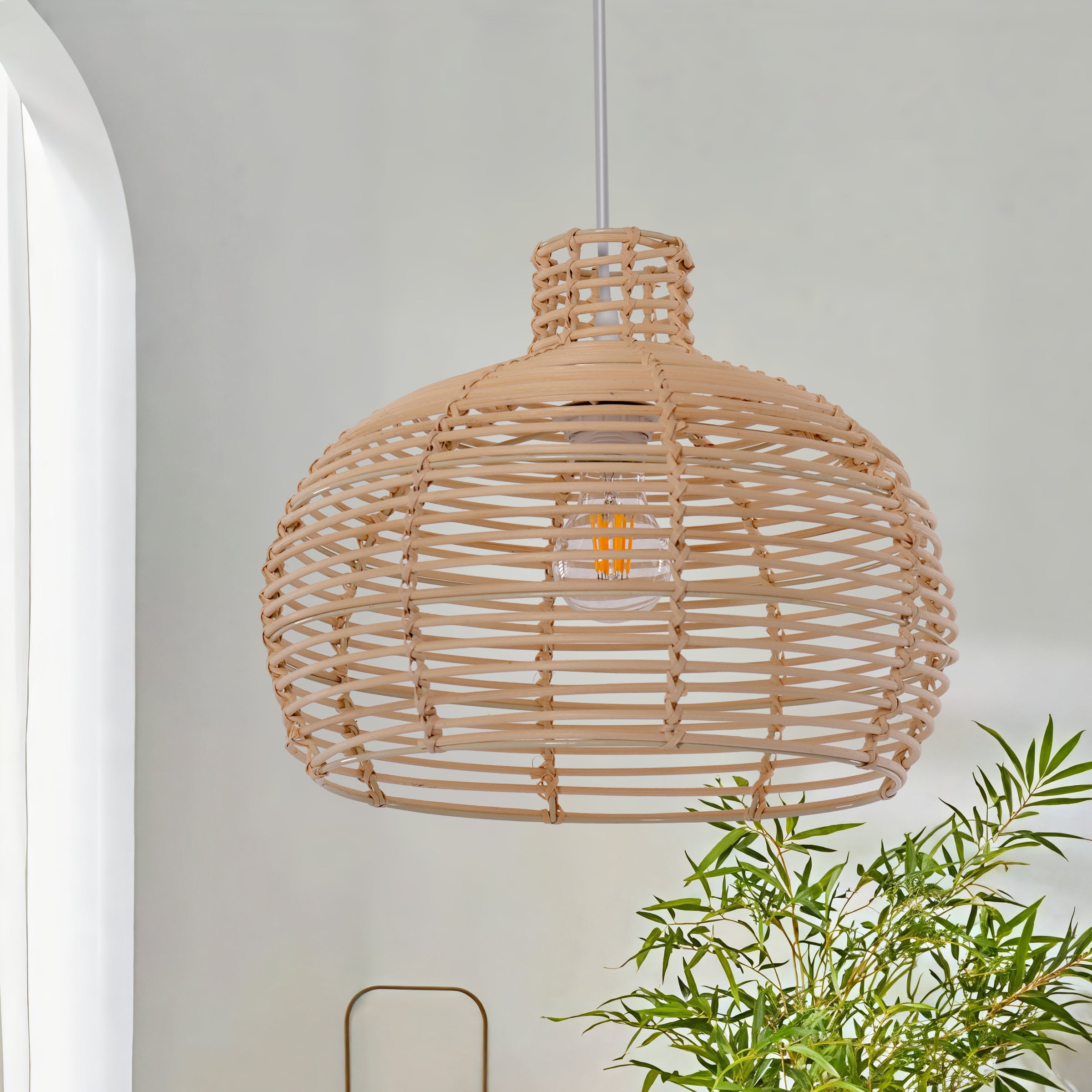 Lightweight Open Weave Rattan Ceiling Light