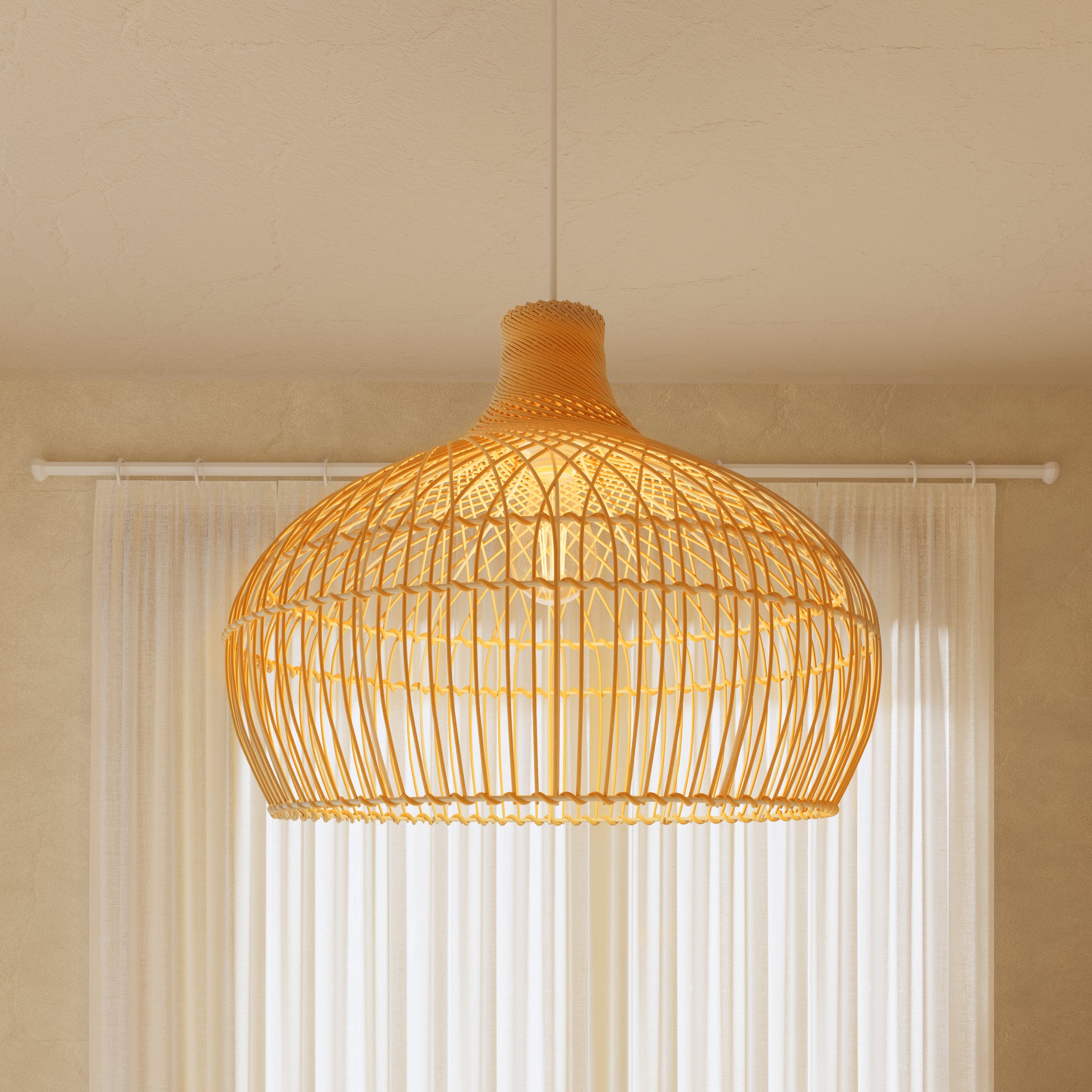 Cella Handwoven Gourd Shaped Rattan Pendant Light