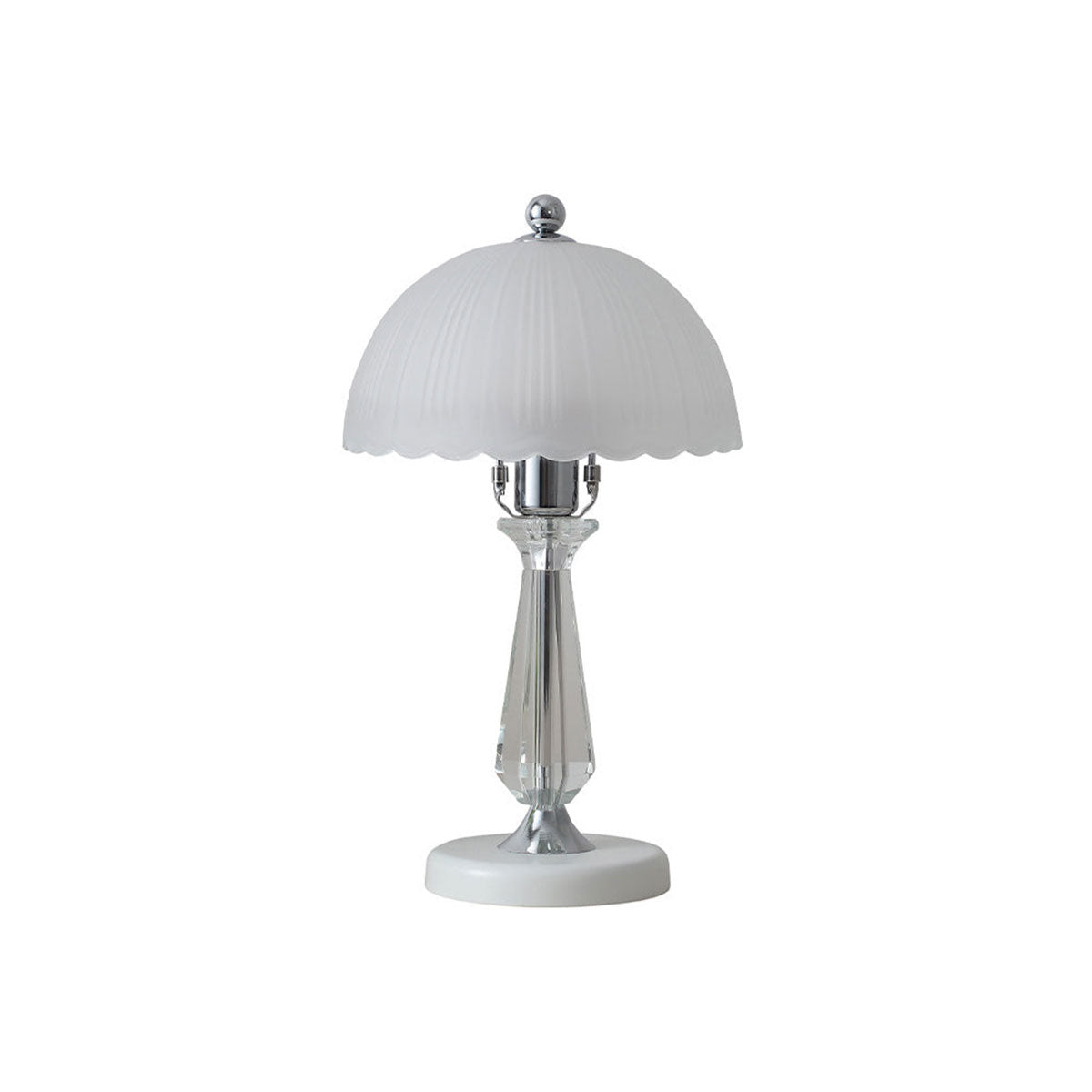 Crystal Table Lamp with Scalloped Lampshade