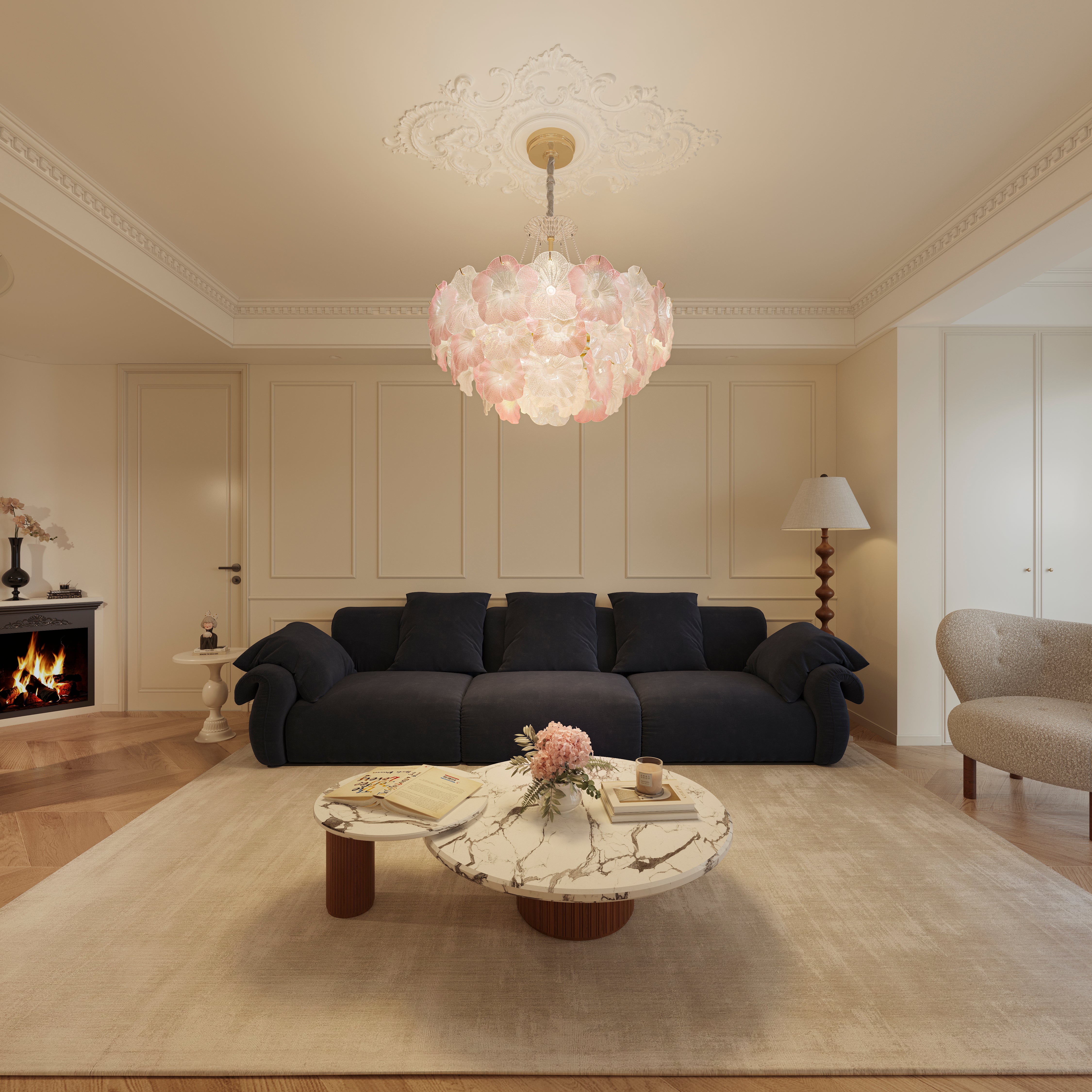Elegant Glass Chandelier with Adjustable Hanging Length
