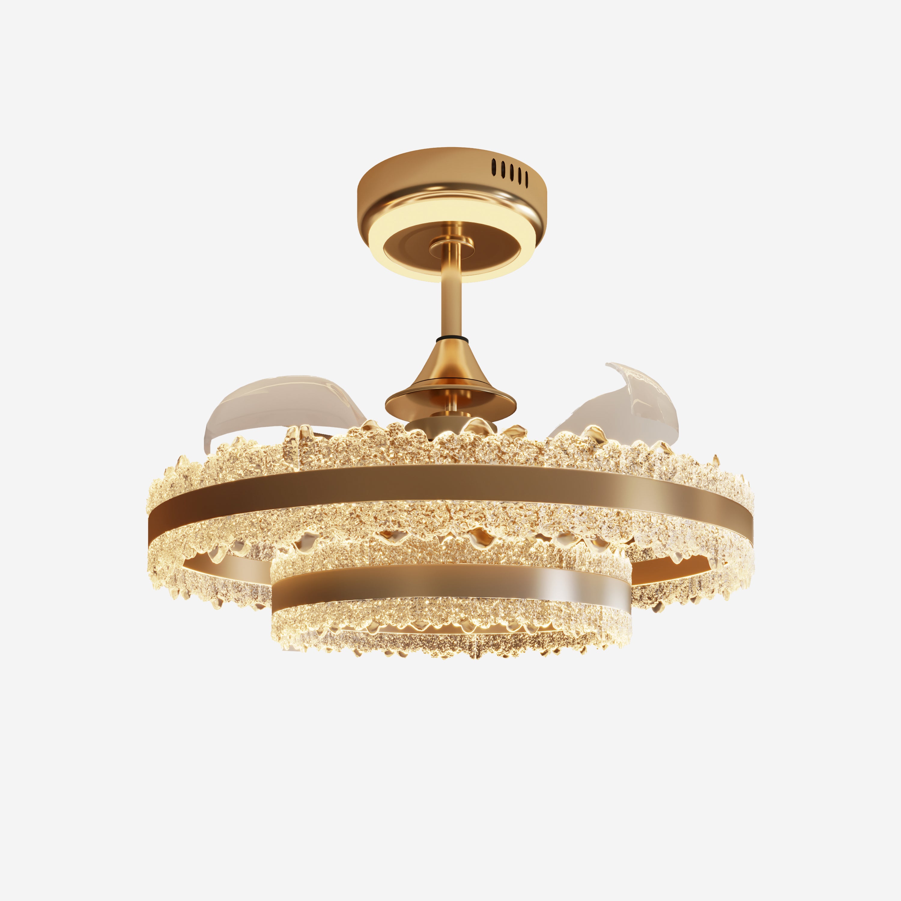 Modern Gold Halo Ceiling Fan Light with Remote, 6 Speeds & 3 Colour Temperatures
