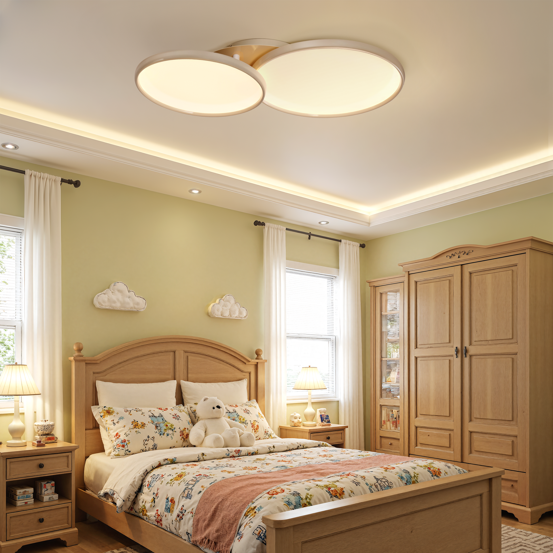 Full Spectrum Dimmable Ivory Aluminum Round LED Ceiling Light