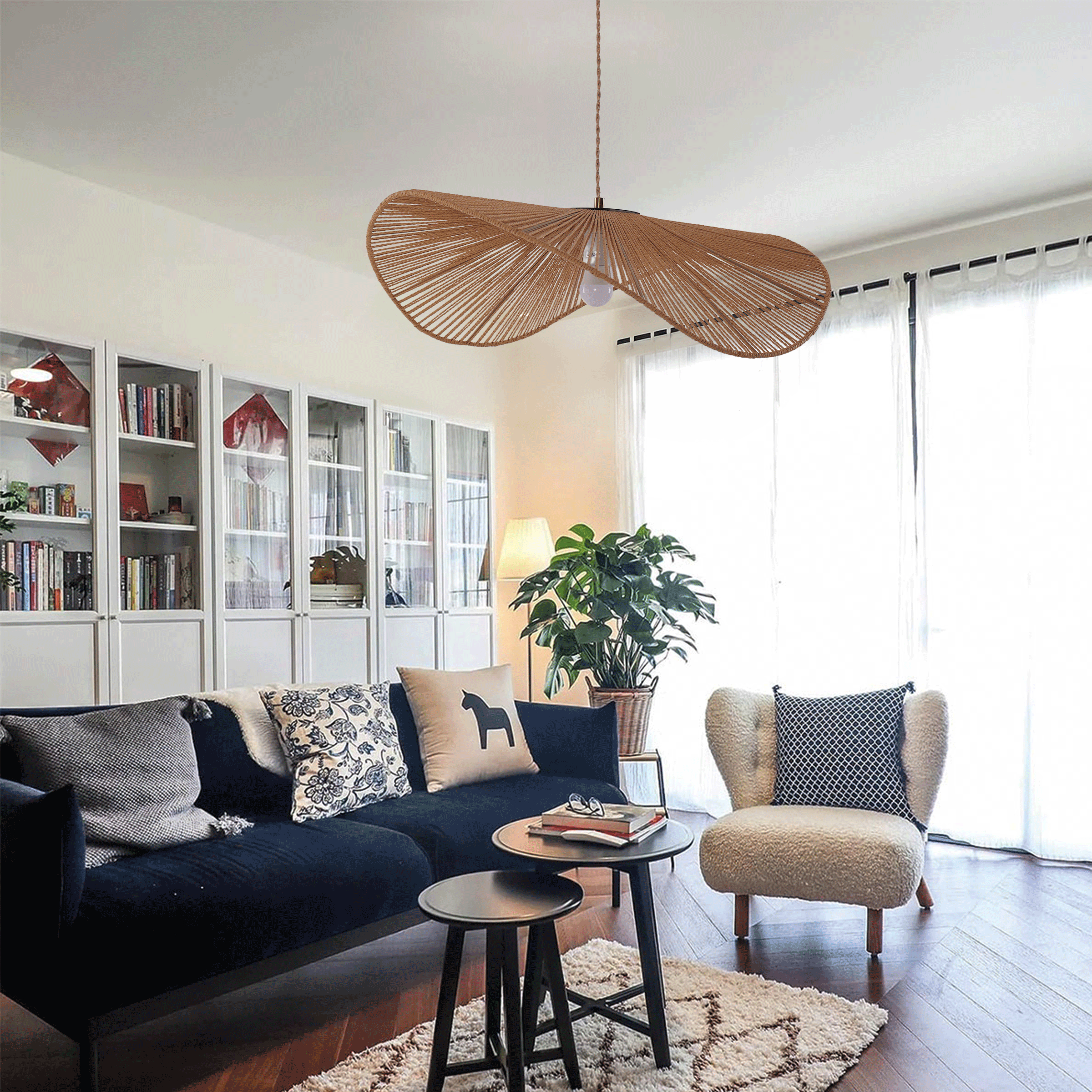 Vintage Simple Creative Handwoven Hemp Rope Pendant Light Fixture