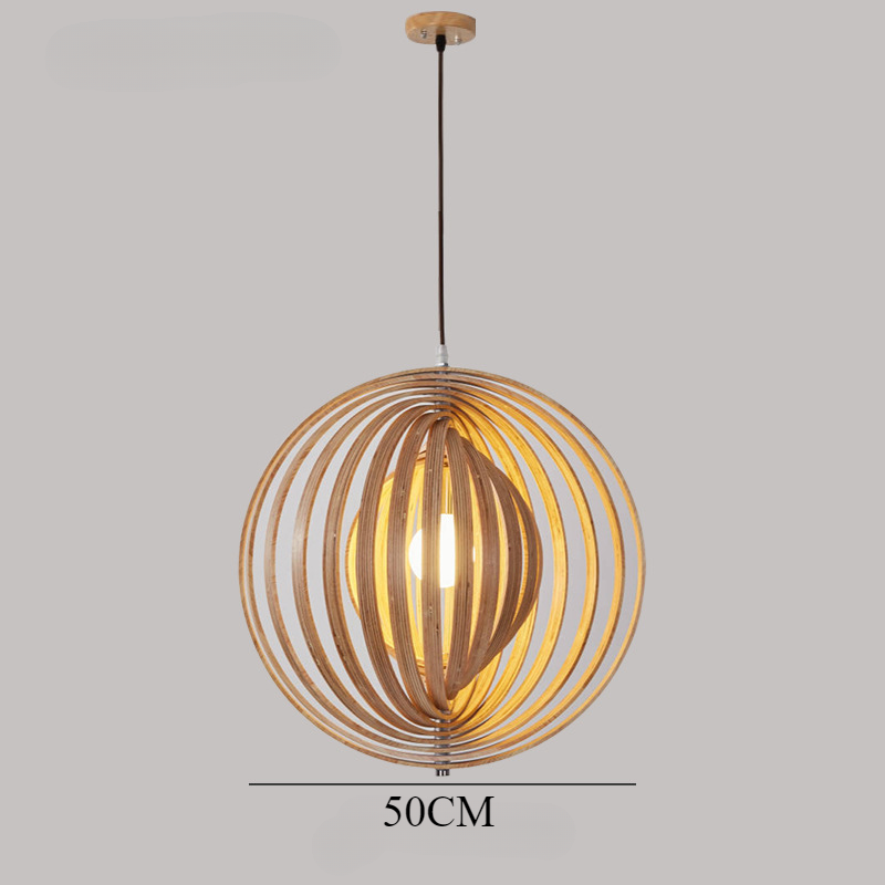 Rotating Circular Moon Wooden LED Pendant Light