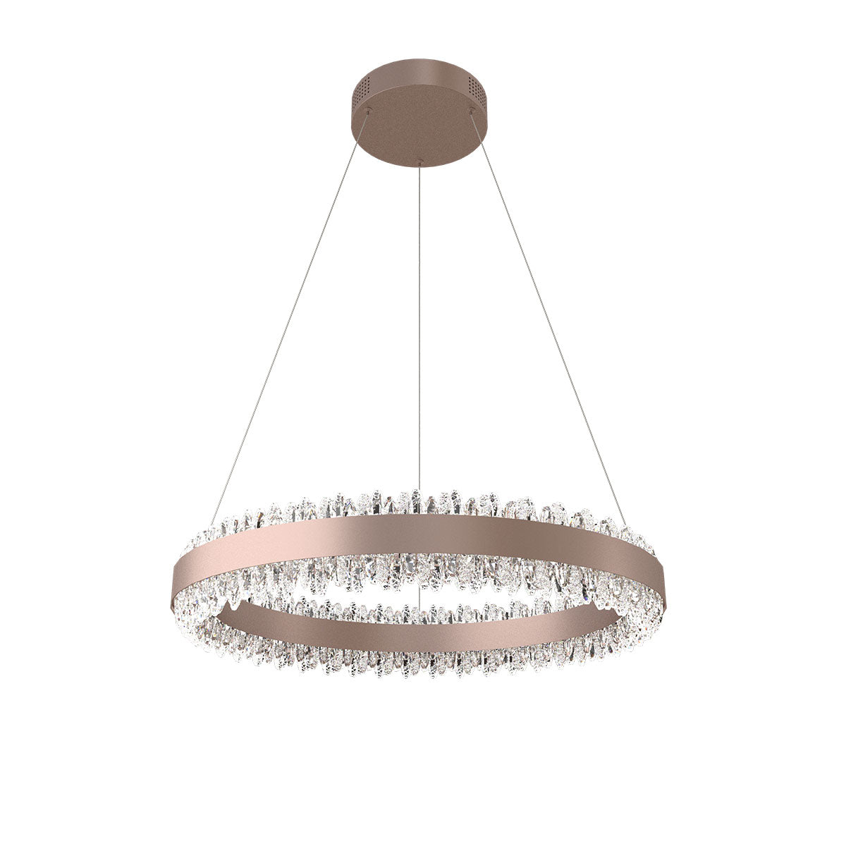 Stylish Gold LED Circular Pendant Light with Crystal Edges