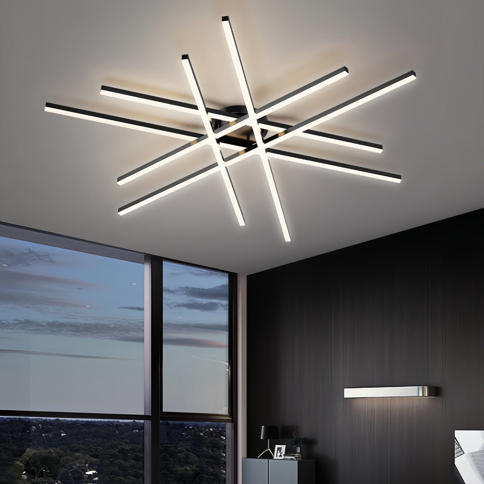 Elegant Contemporary Linear Flush Mount LED Metal Ceiling Light for Living Space