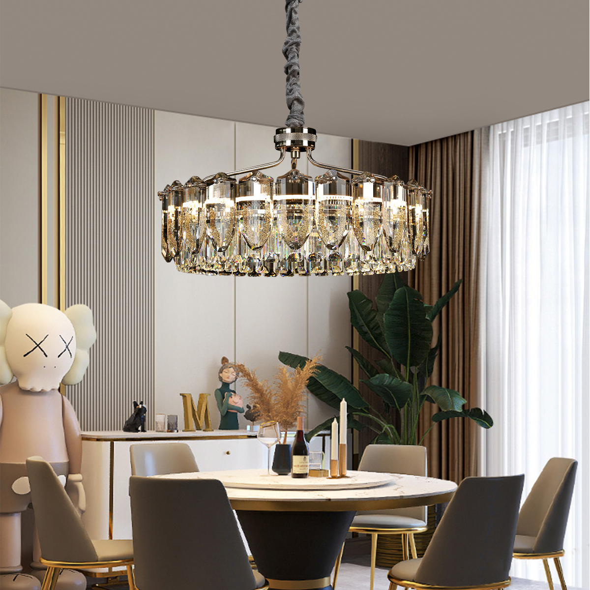 Opulent Crystal Elegance Adjustable Pendant Light