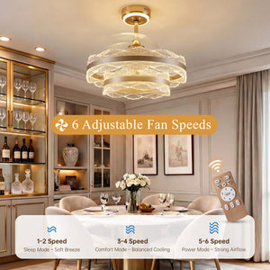 Six adjustable fan speed settings for acrylic ceiling fan light