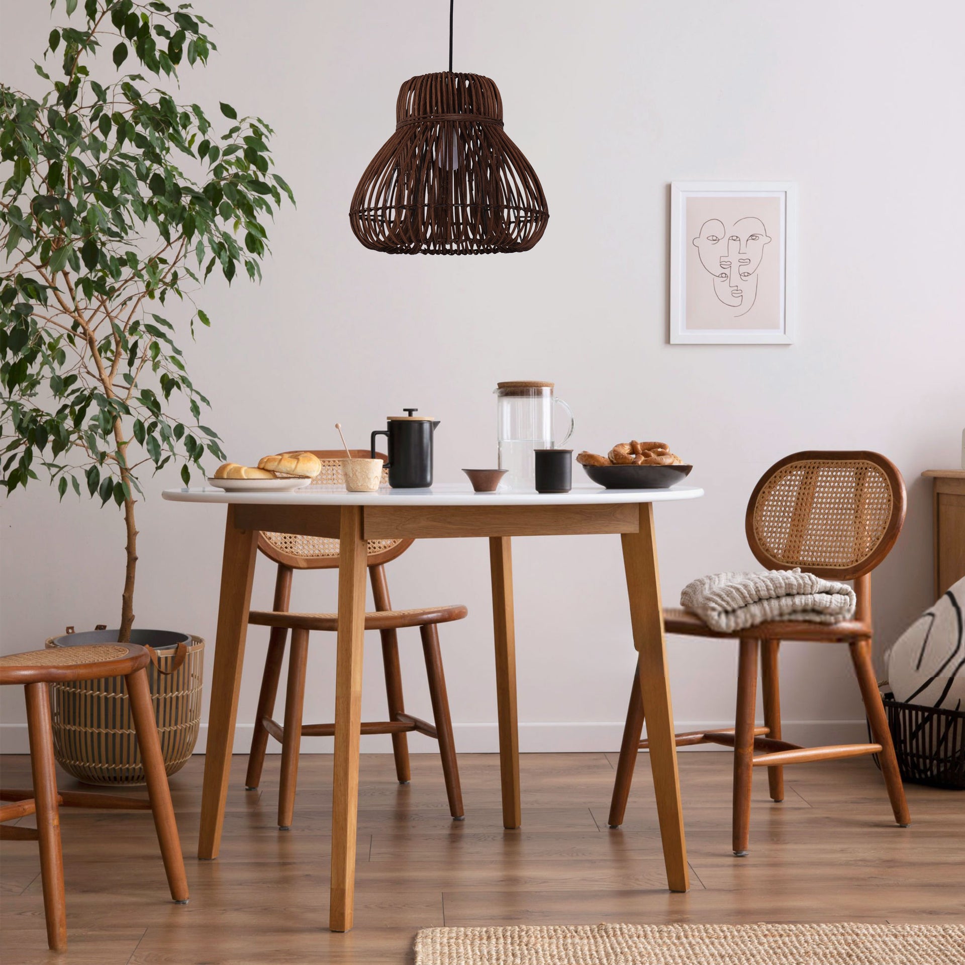 Woven Rattan Pendant Light Rustic Interiors
