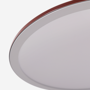 red iron pendant light styled in a calm bedroom