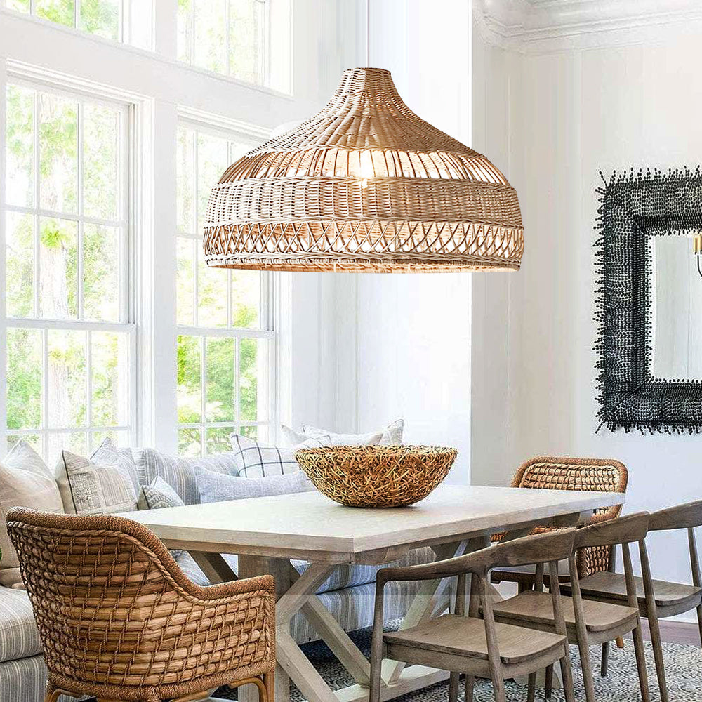 Handwoven Rattan Woven Pendant Light Retro Country Lamp Fixture