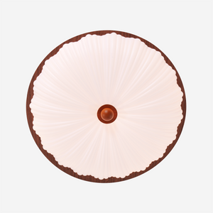 walnut scalloped acrylic ceiling light mounted close to the ceiling