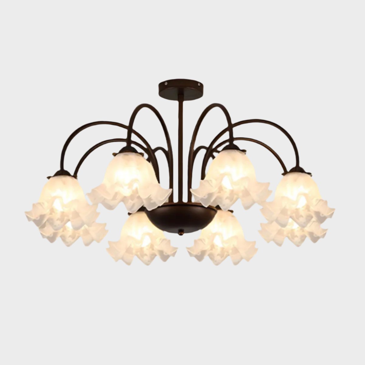 Brown Flower Frosted Glass Contemporary Living Room Chandelier