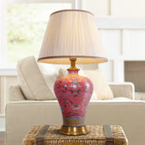Vibrant Ceramic Table Lamps for Living Room – Handcrafted Design with Warm Fabric Shade
