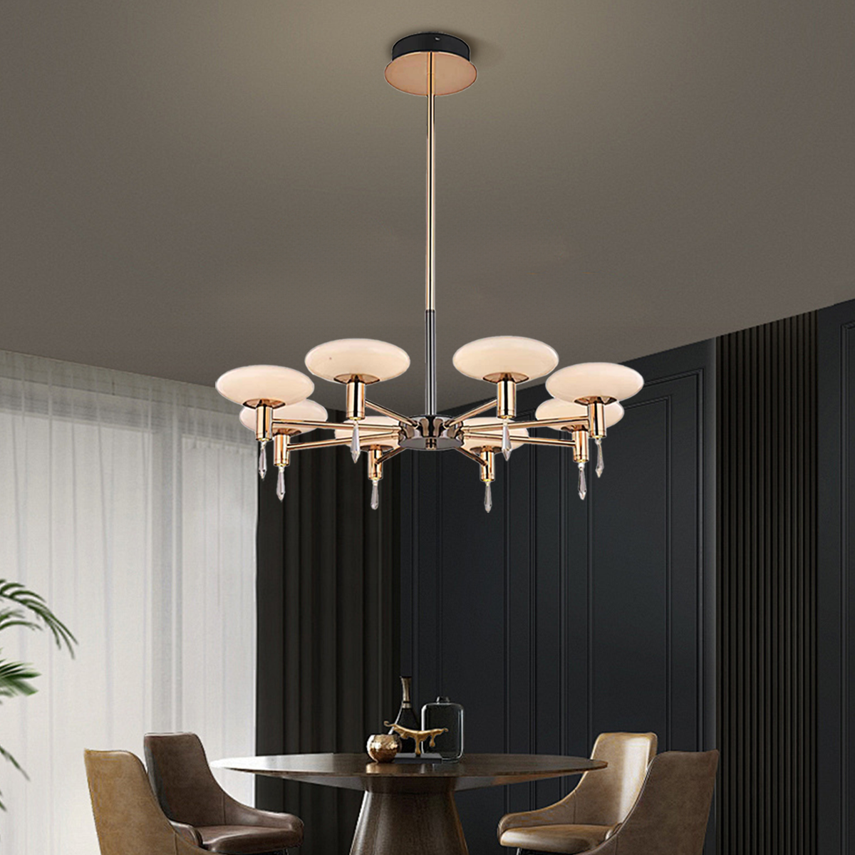 Modern Gold LED Chandelier with Glass Shades