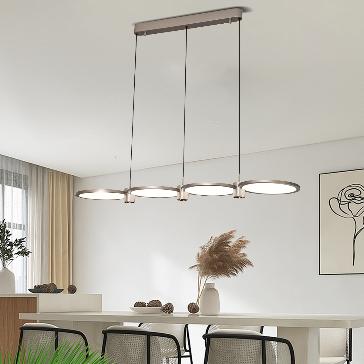 Sleek Silver Linear Pendant Light with Acrylic Shades