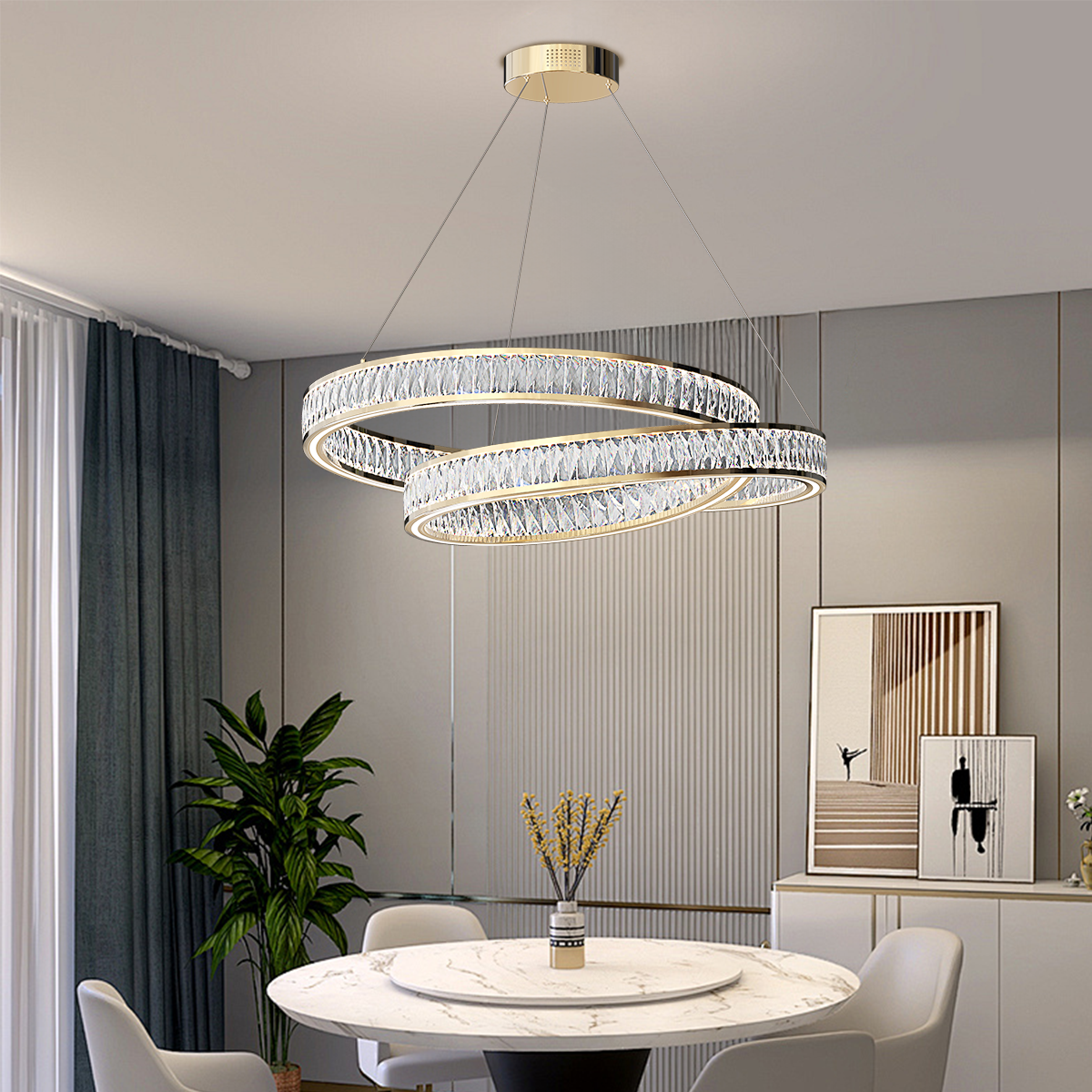 Elegant Gold Crystal Swirl Pendant Light