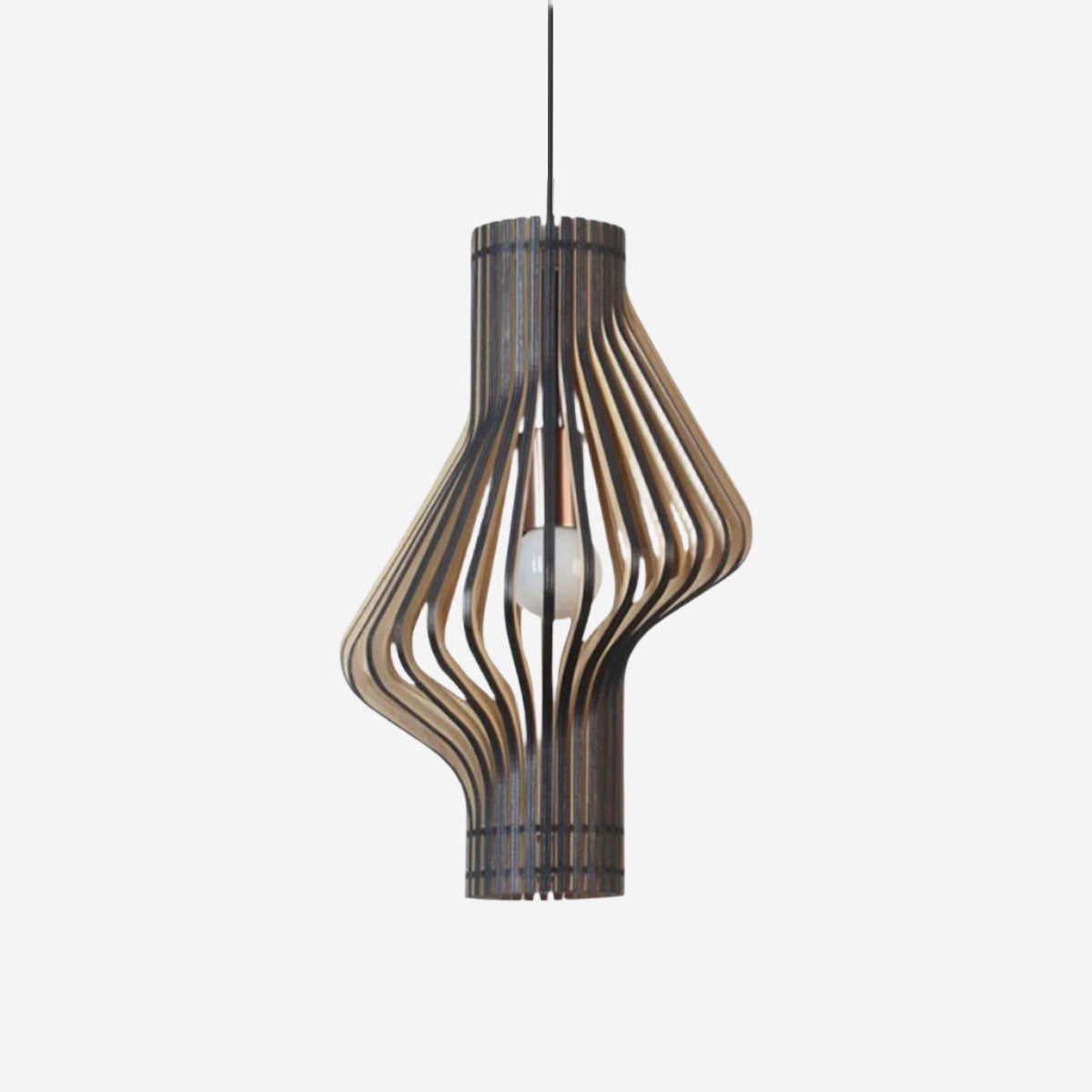 Gyro-Shaped LED Wood Art Pendant Light