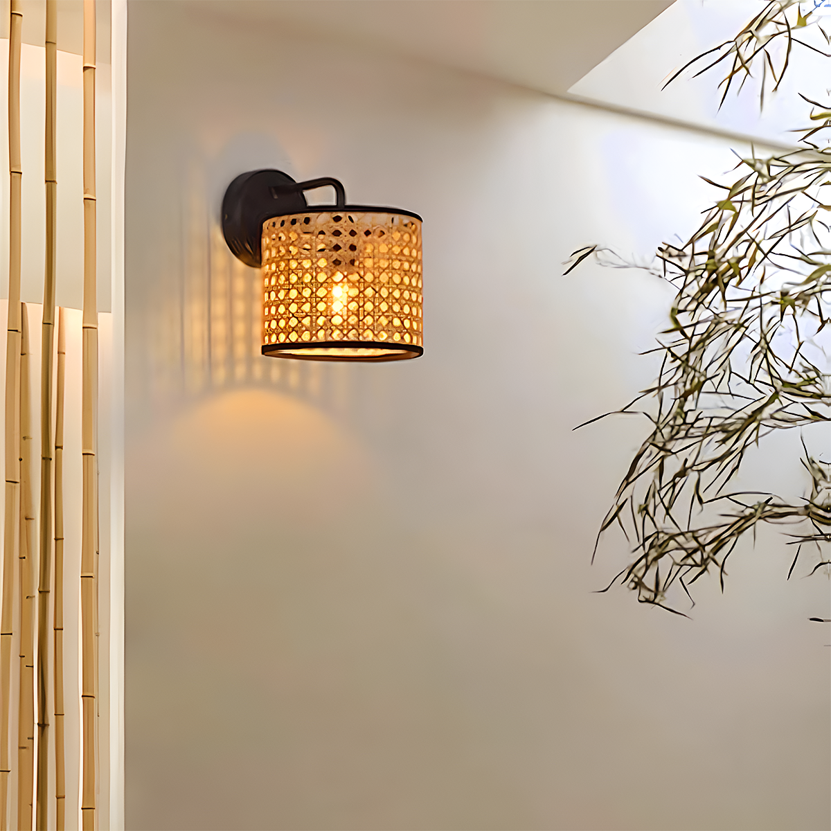 Elegant Rattan Weave Flowing Glow LED Wall Light