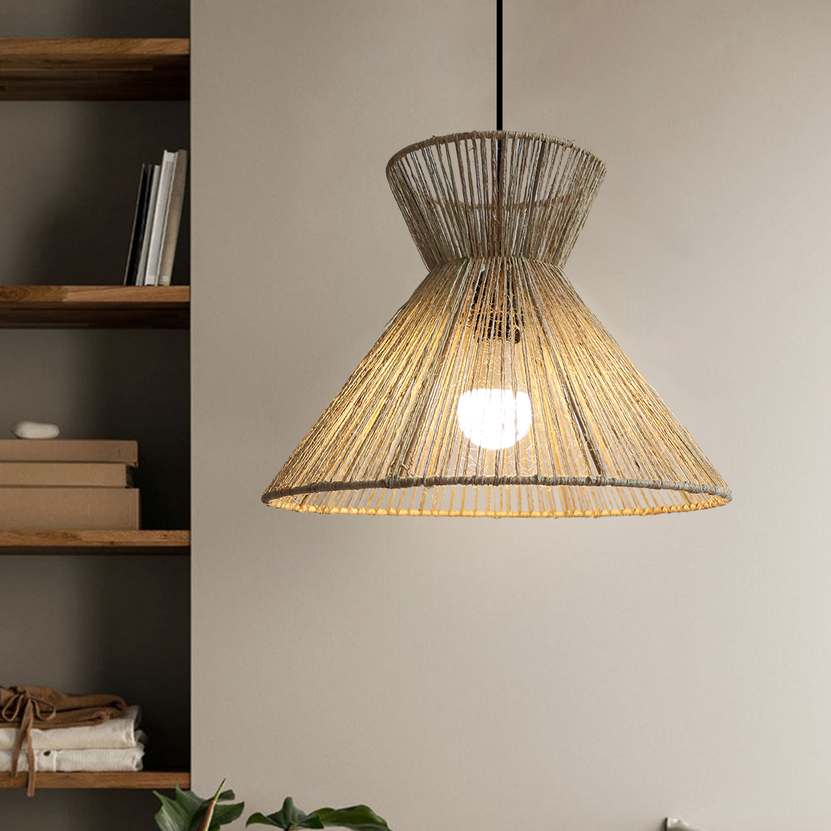 Handcrafted Paper Rope Pendant Light  for Cozy Living Spaces