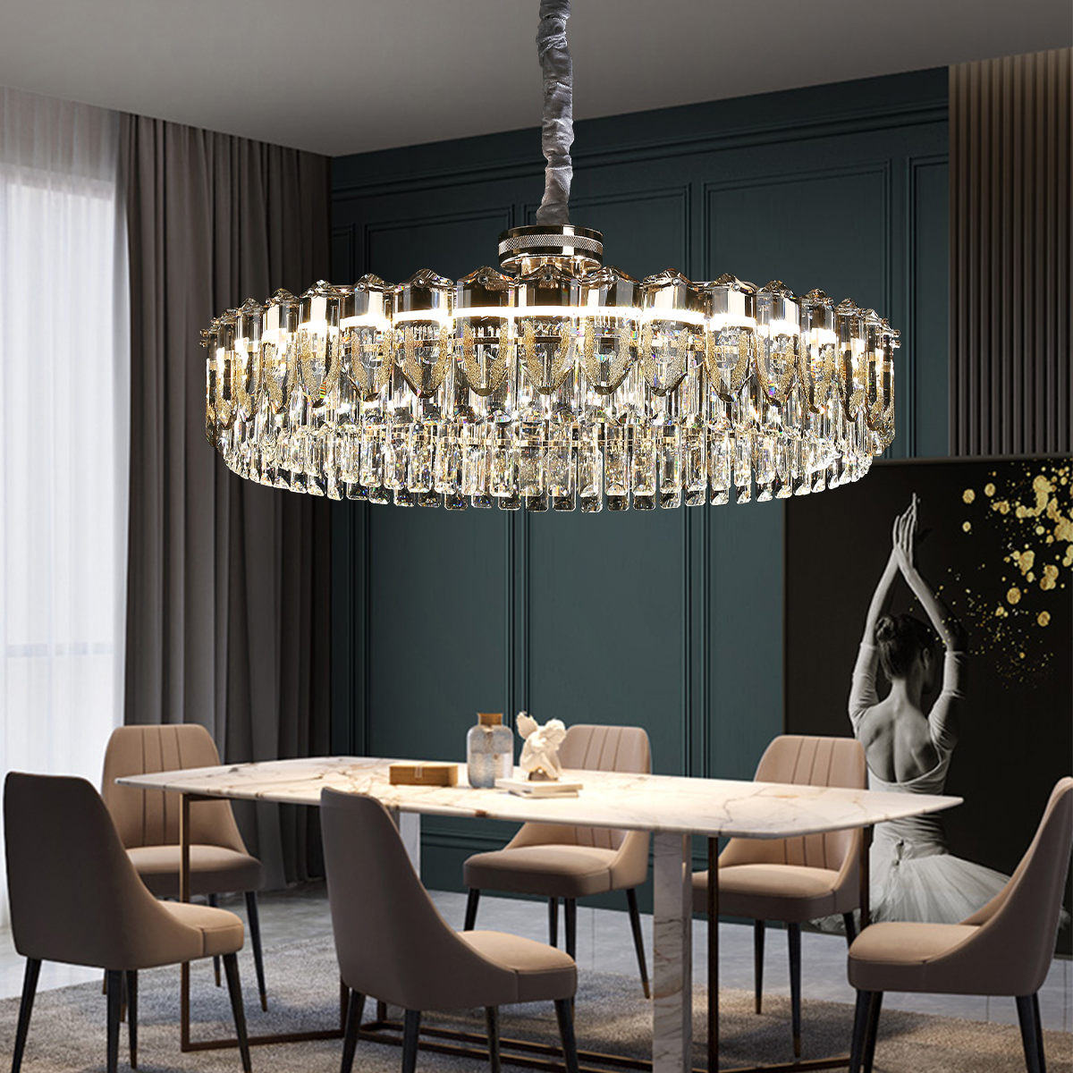 Opulent Crystal Elegance Adjustable Pendant Light