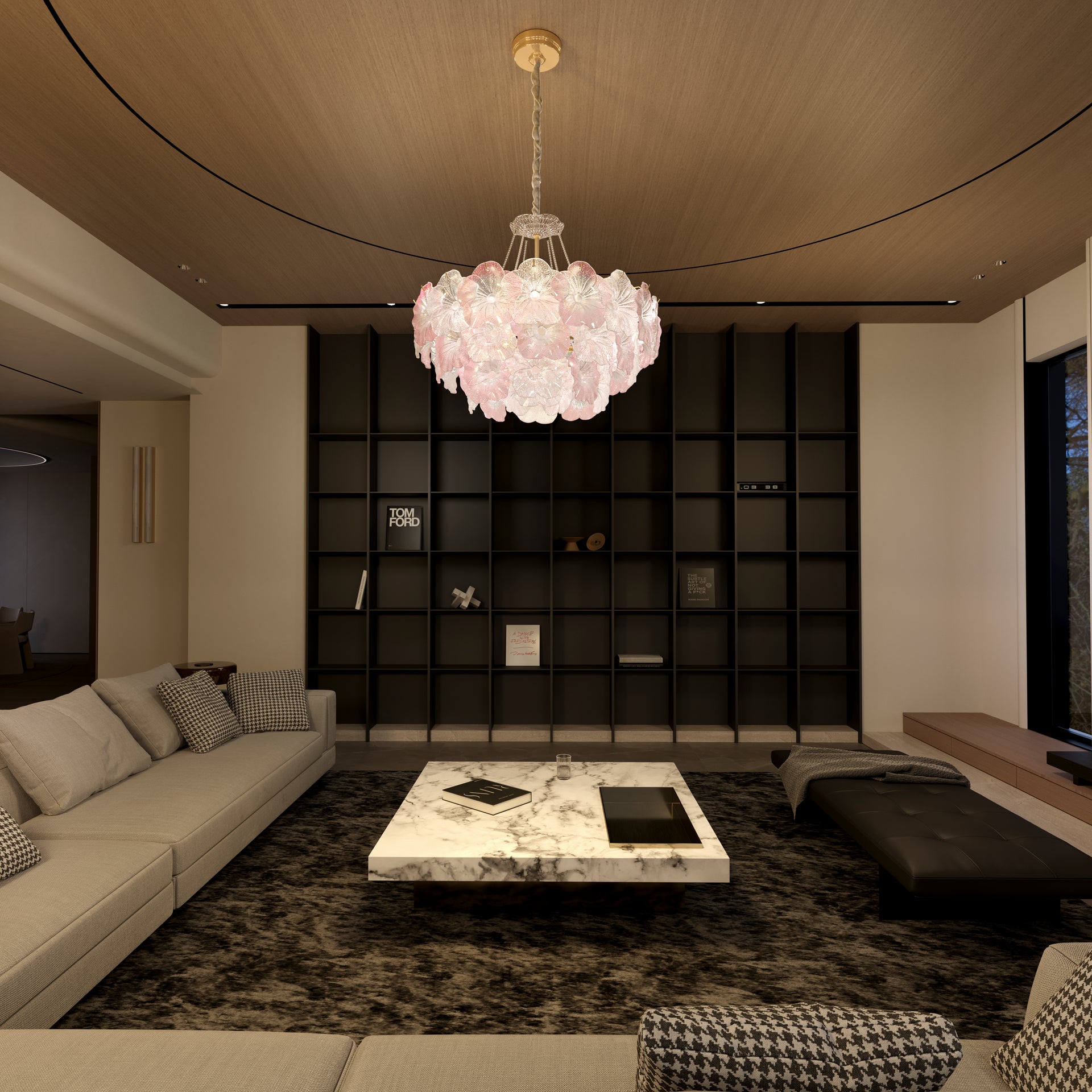 Arvia Elegant Glass Chandelier Adjustable Hanging Length