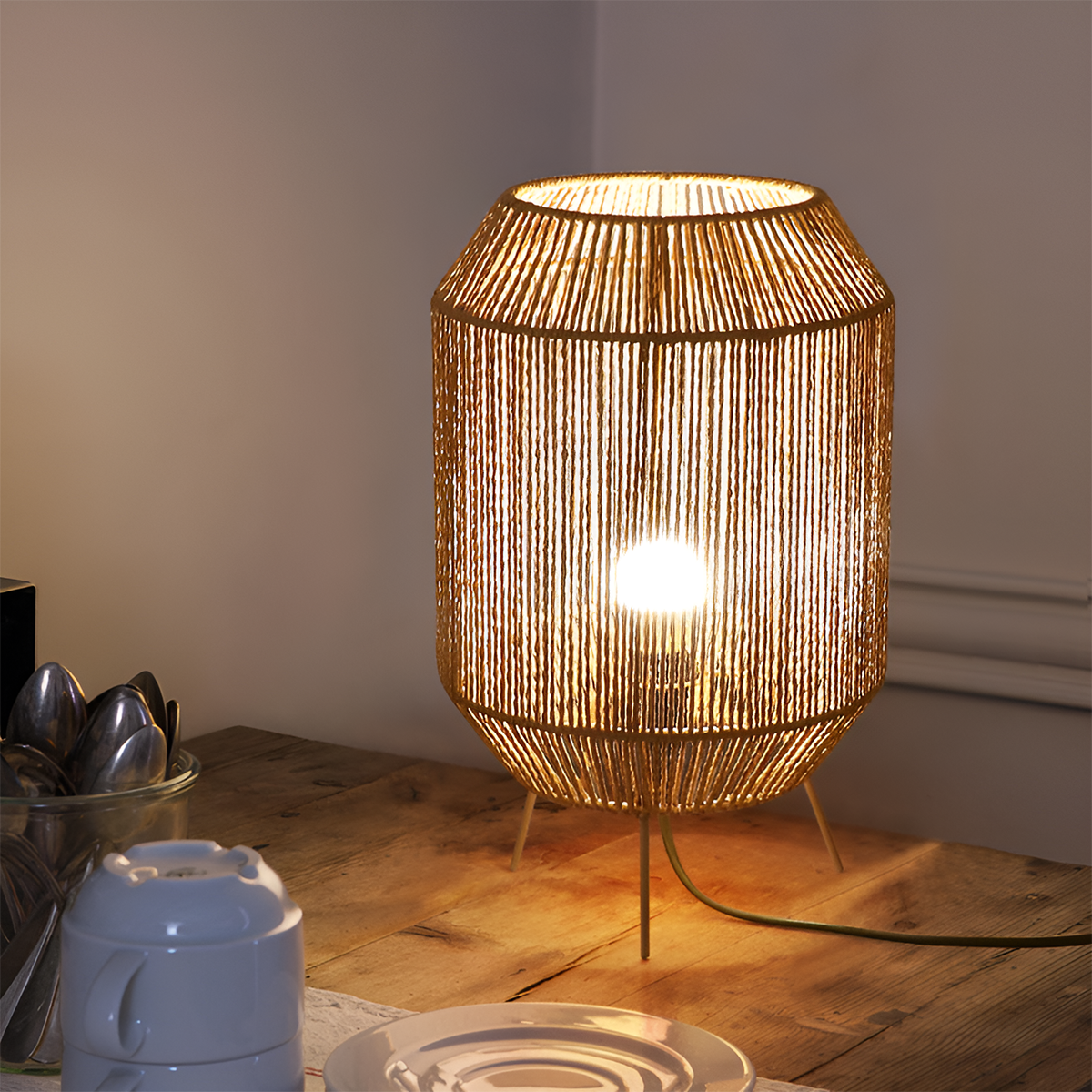 Handcrafted Paper Rope Table Lamp Perfect for Living Rooms