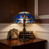 Tiffany Table Lamp | Handcrafted Stained Glass Dragonfly Series