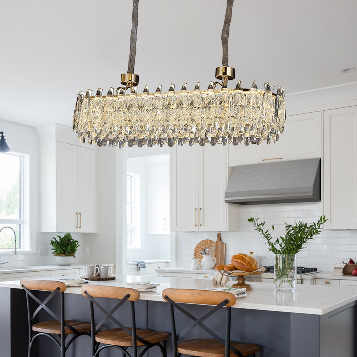 Modern Luxury Crystal Dimmable Dining Pendant Light