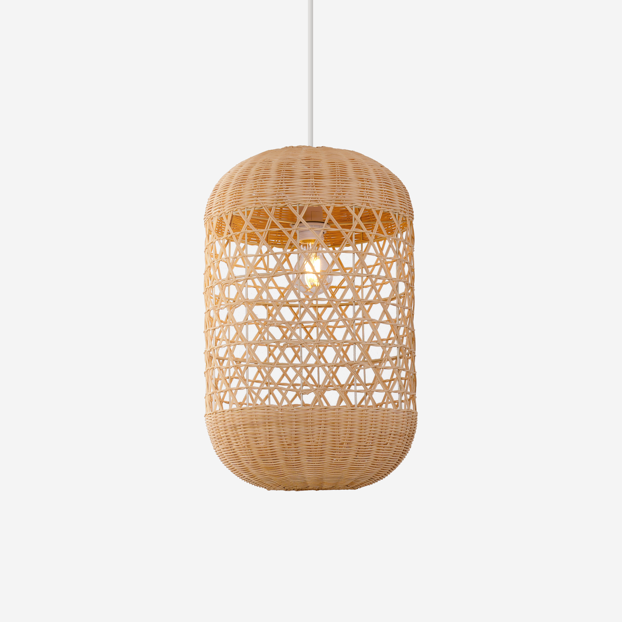 Japanese Capsule-Shaped Rattan Pendant Light