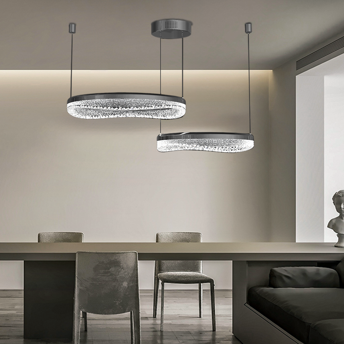 Pearl Black Wave LED Pendant Light in Aluminum Alloy